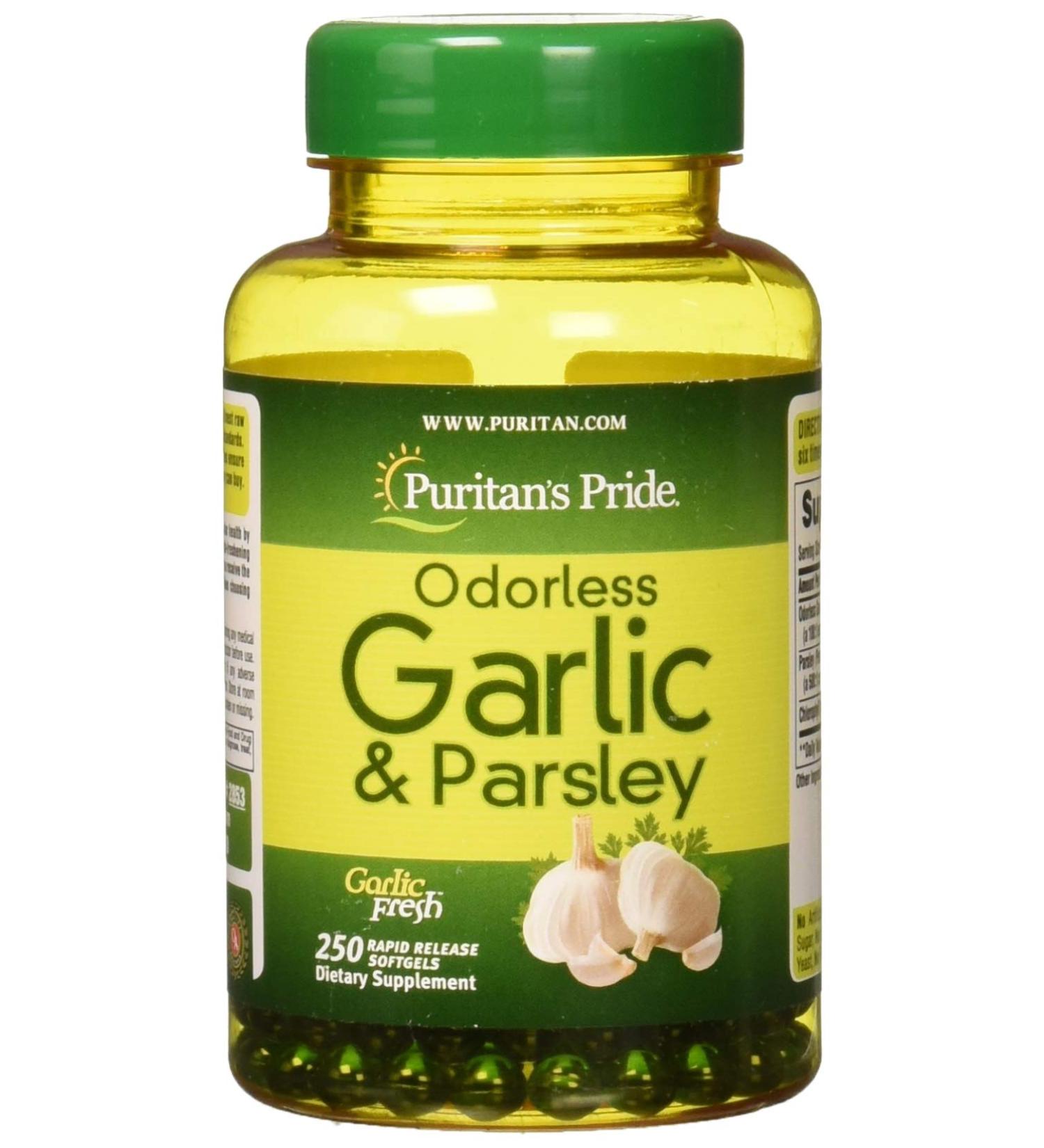 Puritan's Pride Odorless Garlic & Parsley 500mg/100mg 250ct - Immune Support Supplement - Buy Online on GoSupps.com
