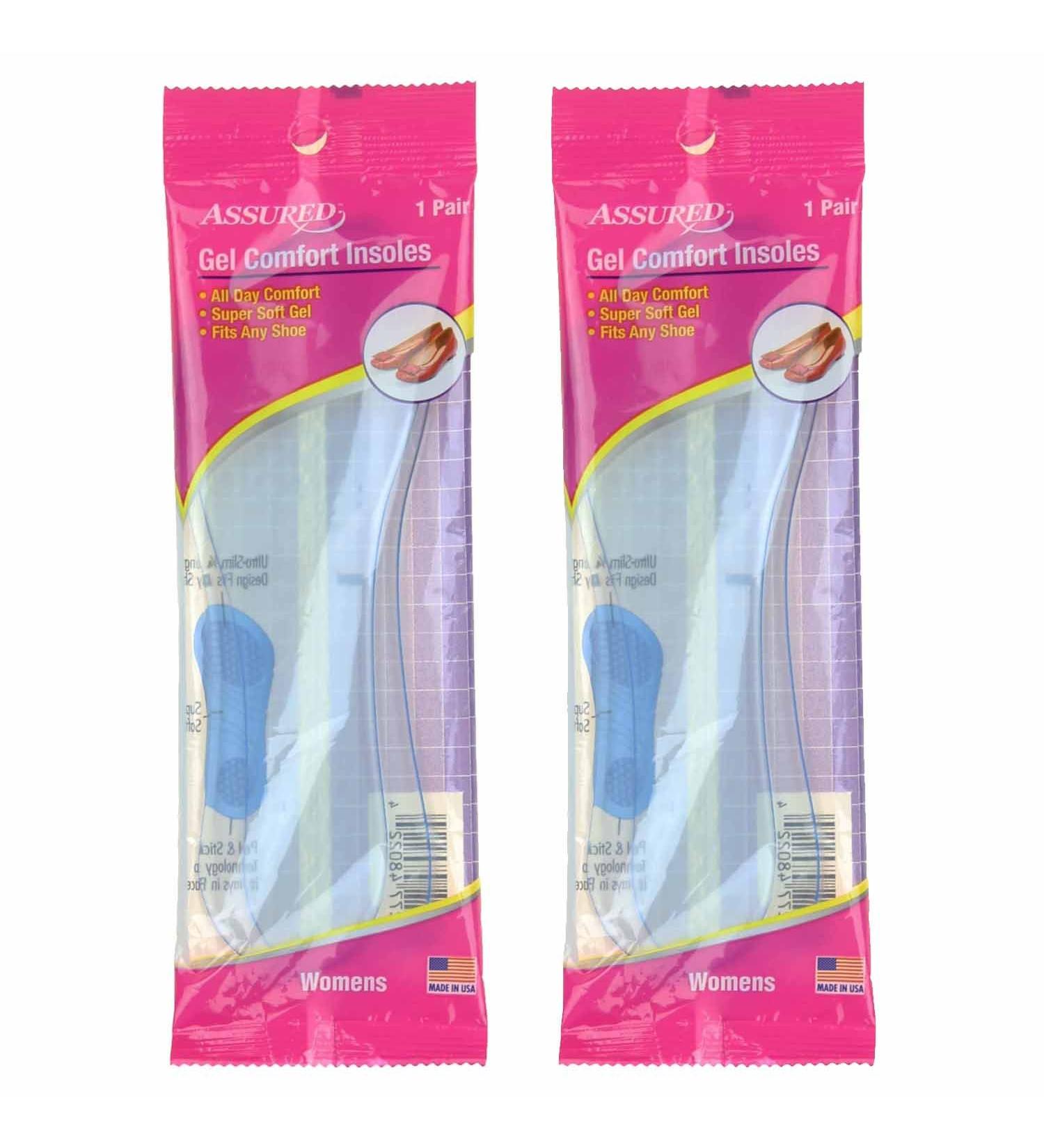 Assured Womens Gel Comfort Insoles (Clear Blue 2 Pack) Clear Blue 2 Pack