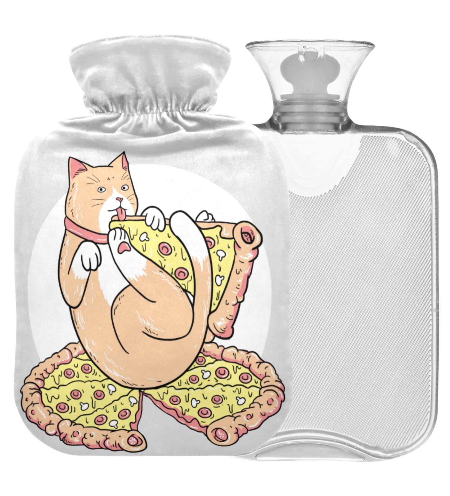 Naanle Cat Pizza Hot Water Bottle - 2L Transparent Heat & Cold Therapy for Pain Relief | Ideal for Bed & Foot Comfort - Buy Online on GoSupps.com