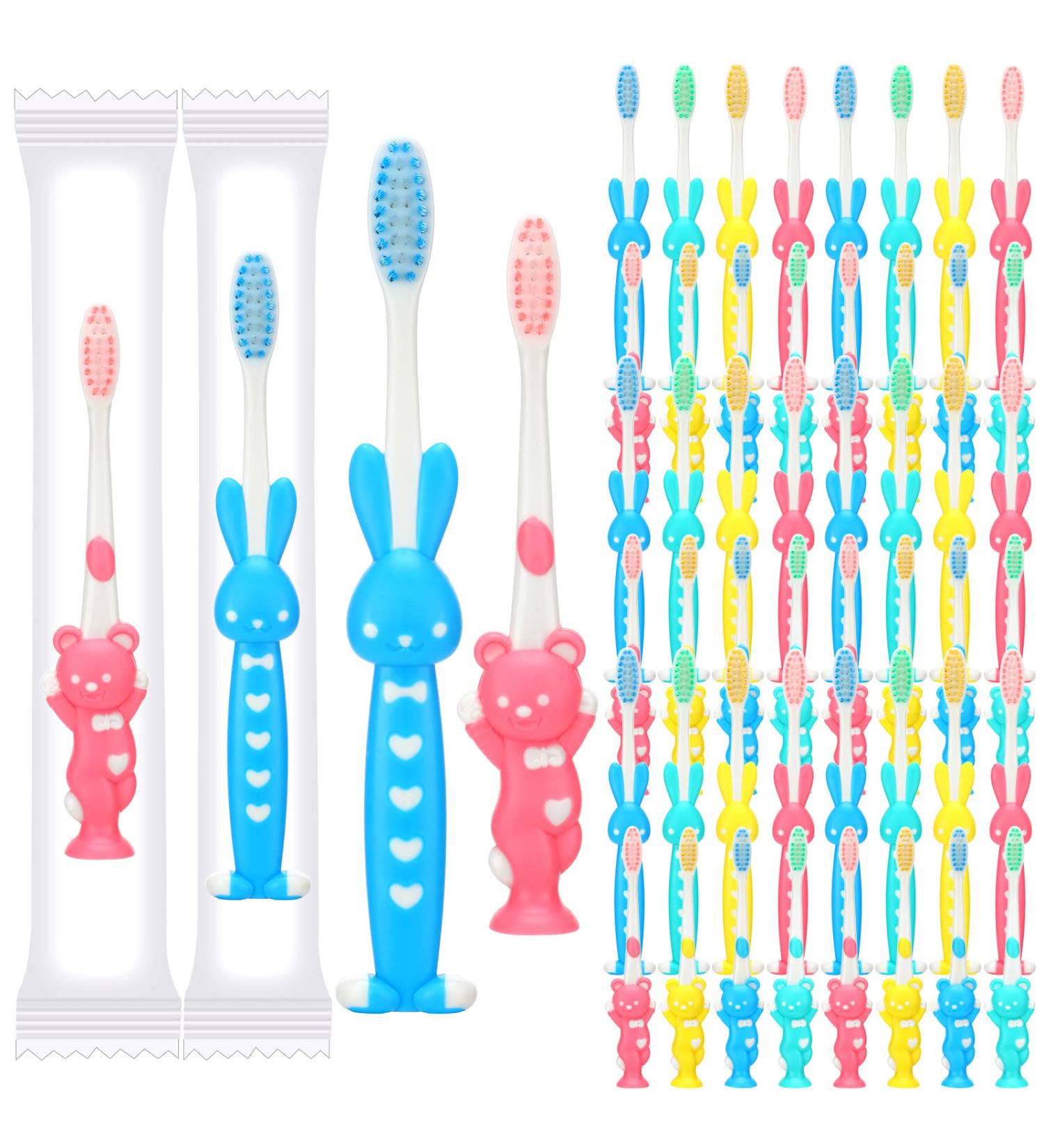Patelai 24 Pcs Kids Toothbrush Set | Soft Bristles for Age 2+ Children | Boys and Girls Cute Colorful Design with Suction Cup Storage - Buy Online on GoSupps.com