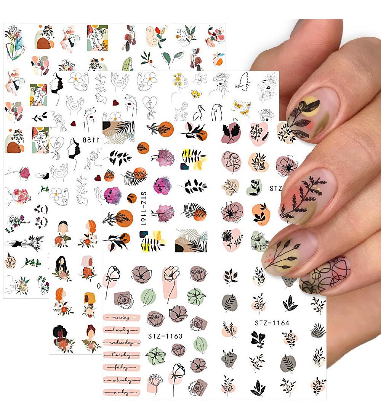 Dornail Abstract Floral Nail Stickers - Water Transfer Decals for Spring/Summer Nail Art - Buy Online on GoSupps.com