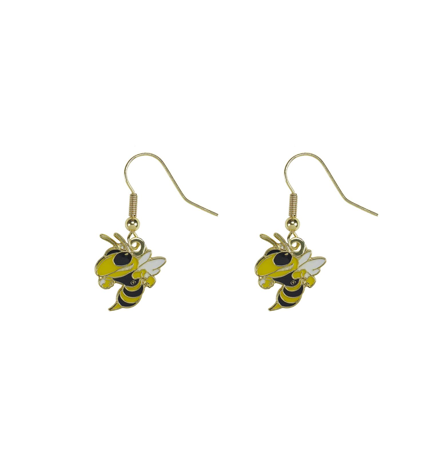 Aminco NCAA Georgia Tech Yellow Jacket Logo Dangler Earrings, Size 2.5