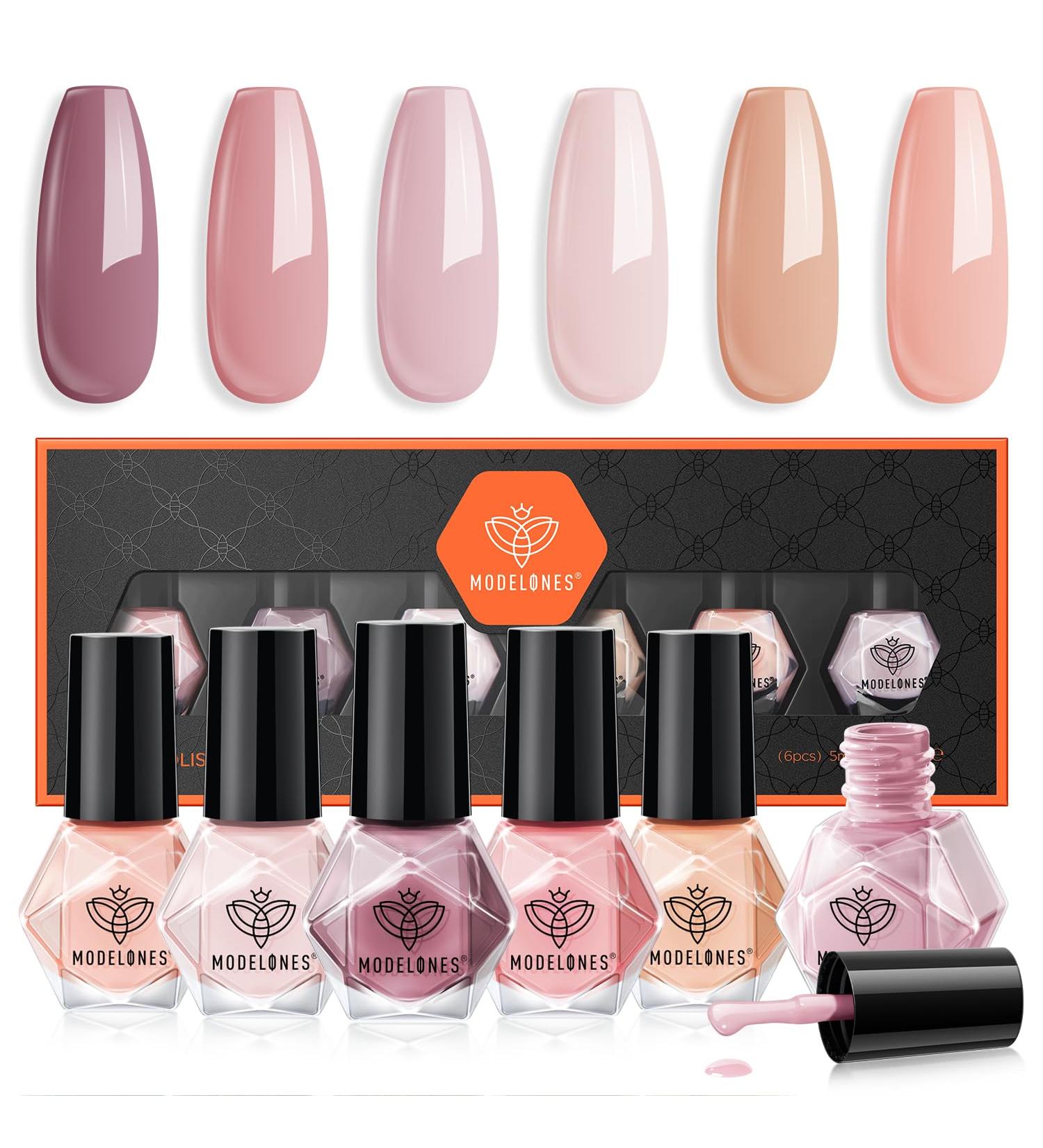 Modelones Nail Polish Set 6 Colors Neutral Nude Pink Nail Polish Skin Tones Collection Quick Dry Neutral Glitter Nail Polish Finger Nail Polish Home Diy Manicure Nail Salon Varnish Nail Art Rose Nude - Buy Online on GoSupps.com