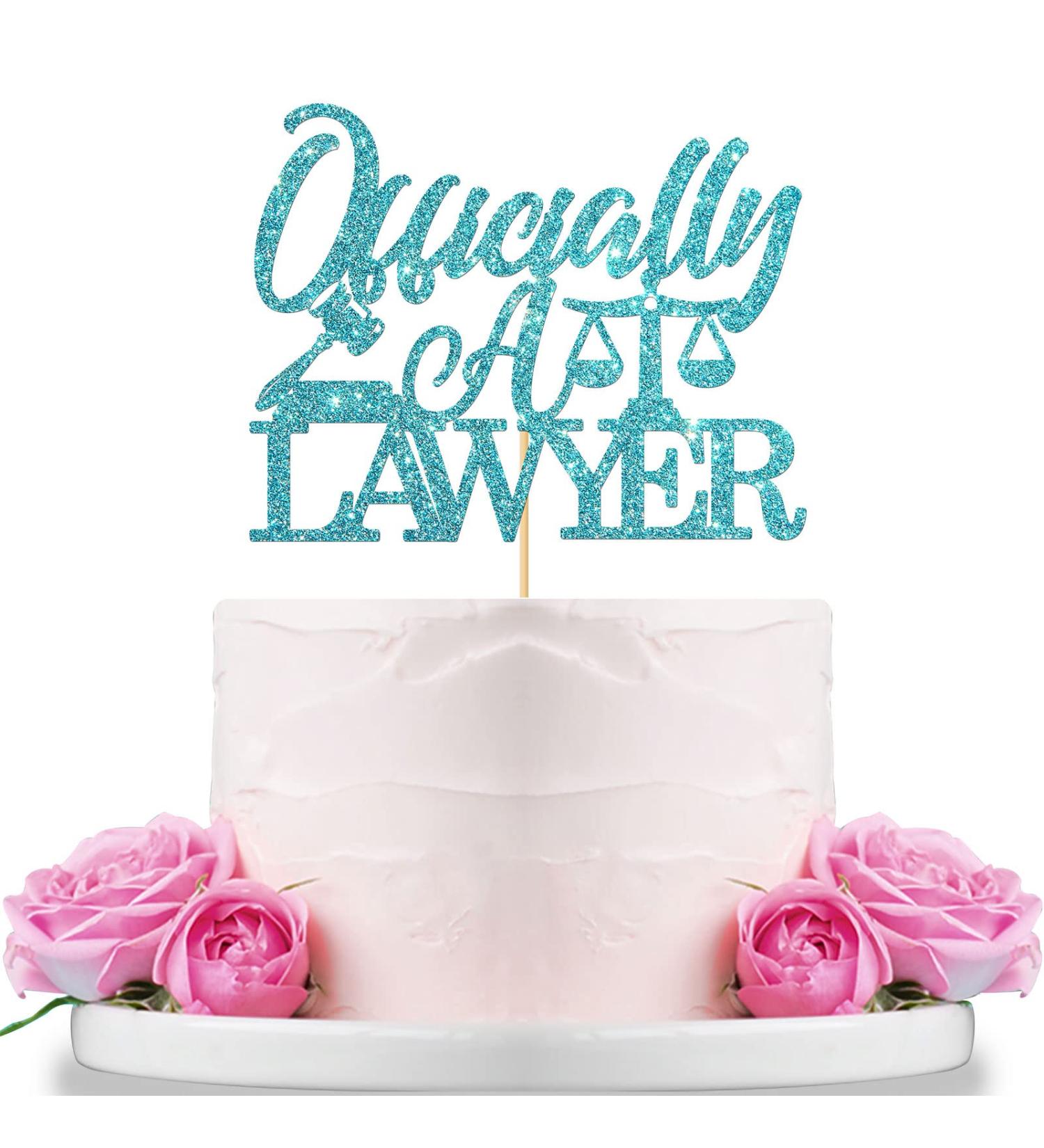 WeBenison Glitter Officially a Lawyer Cake Topper/Congrats Lawyer Cake Decorations/Law School Graduation Party Decorations Blue - Buy Online on GoSupps.com