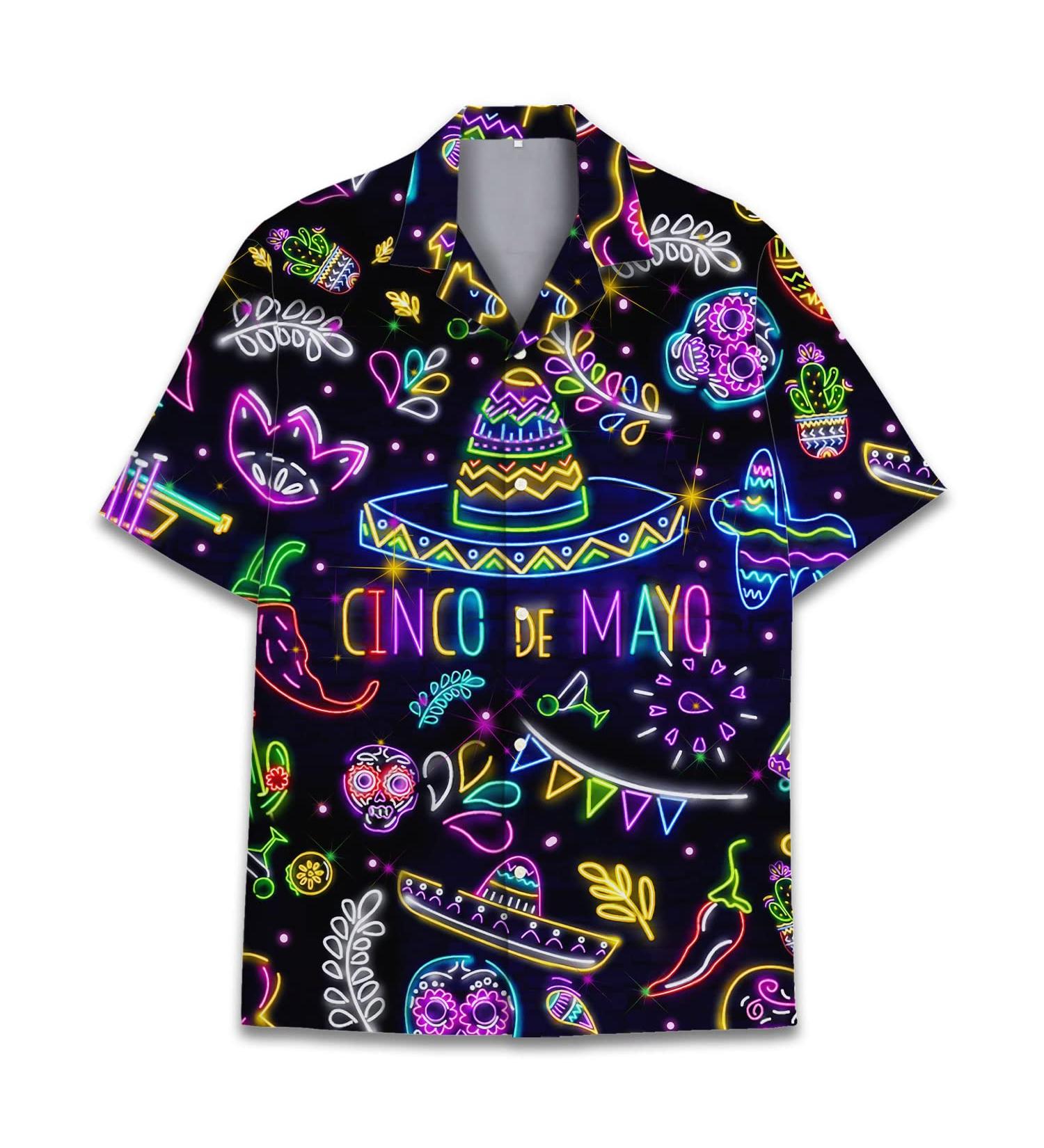 PIGO American Bigfoot Hawaiian Shirt for Men - Funny Sasquatch Button Down - Neon Mexico - X-Large - Buy Online on GoSupps.com