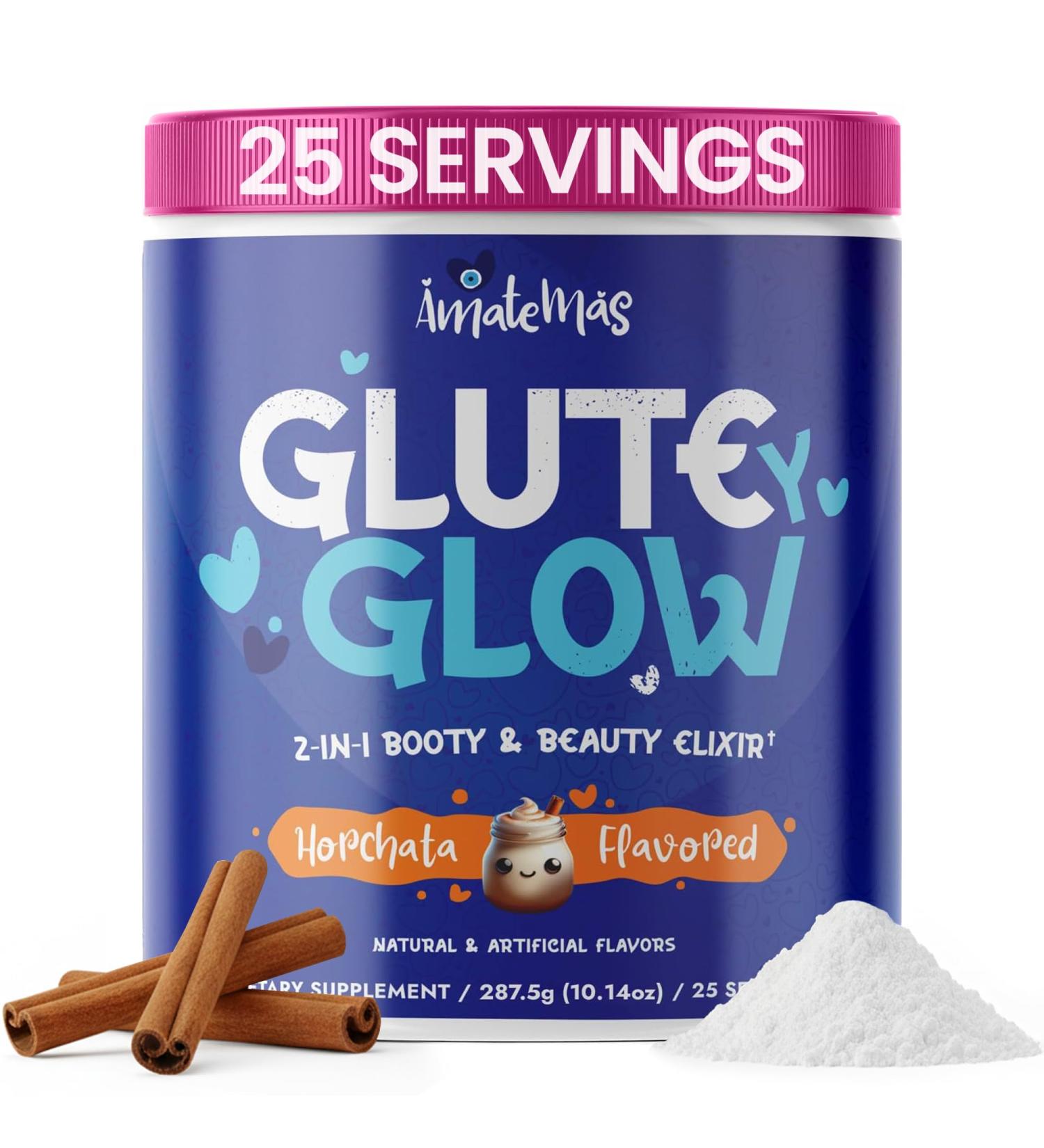 Glute Y Glow by Amatemas Women's Creatine + Biotin Supplement for Muscle Growth, Glute Support, Hair Skin & Nails Horchata Flavor Energy Support Lean Muscle Daily Performance Blend - Buy Online on GoSupps.com