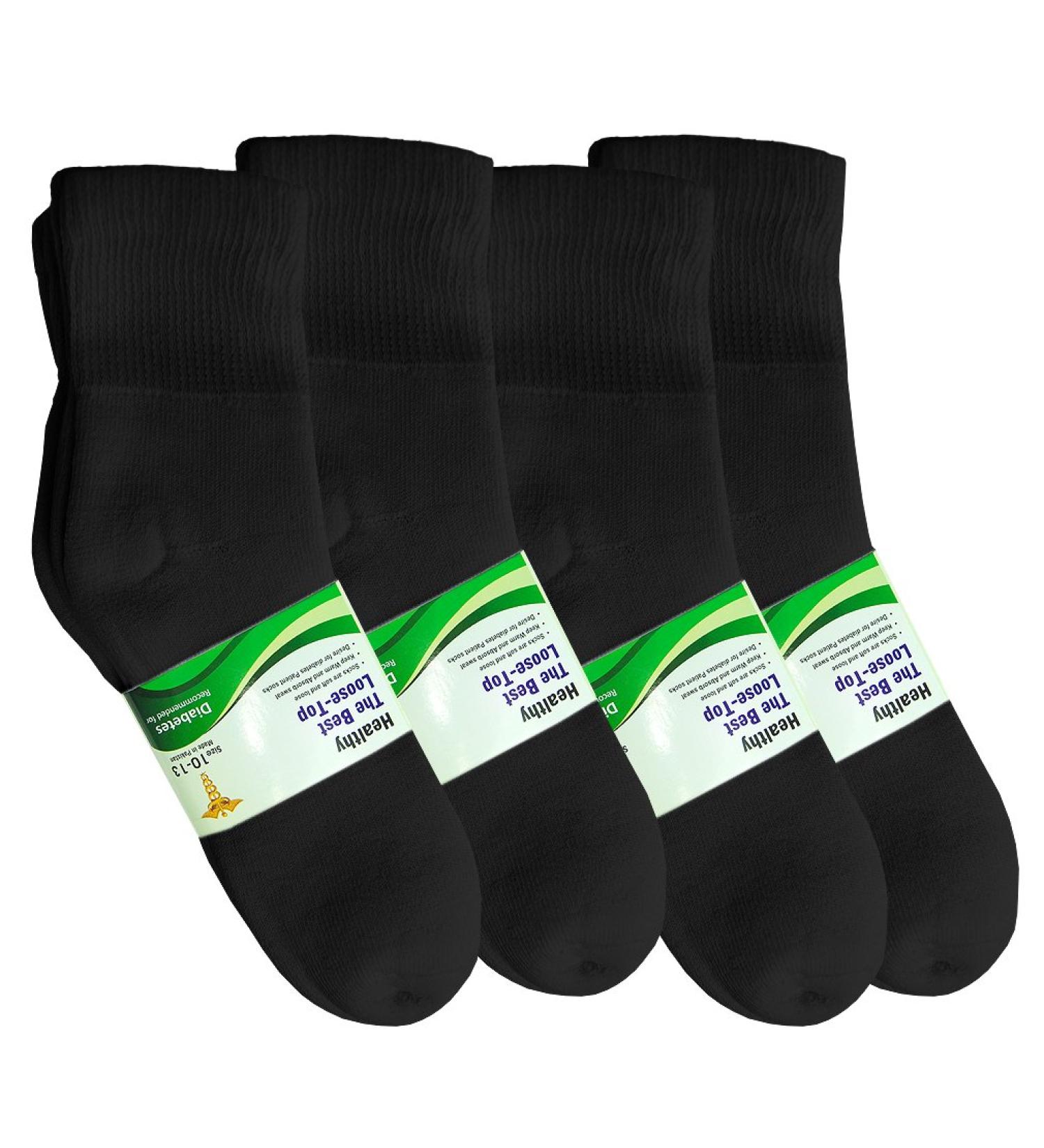 Basico Diabetic Socks 12 Pair - Men/Women Crew/Ankle 9-11 Black - Buy Online on GoSupps.com