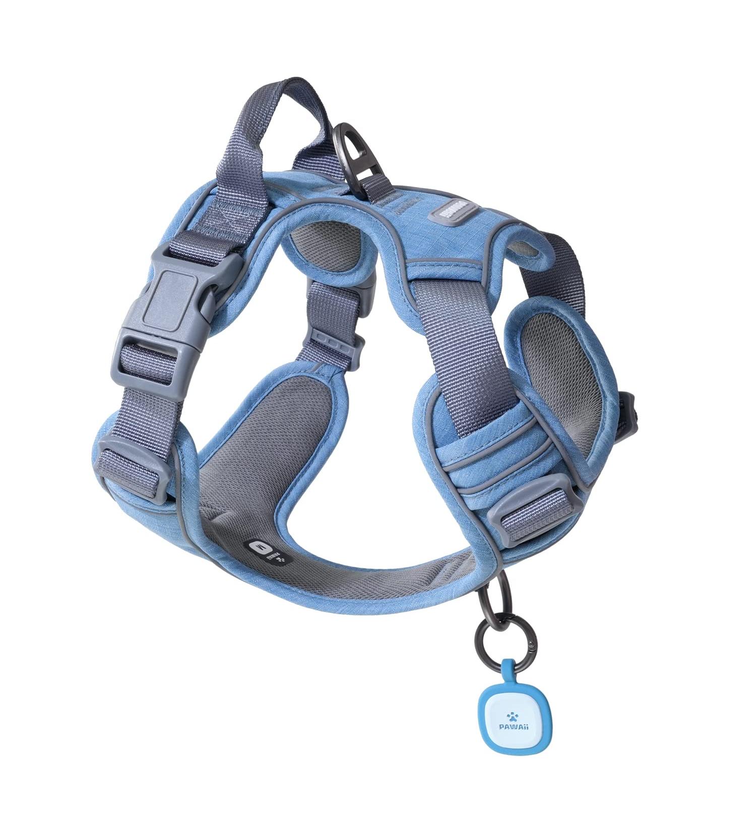 Buy Pawaii Dog Harness for Small Dogs - Anti-Pull Padded Reflective - Denim Blue (S: Chest 43-55cm) - Buy Online on GoSupps.com