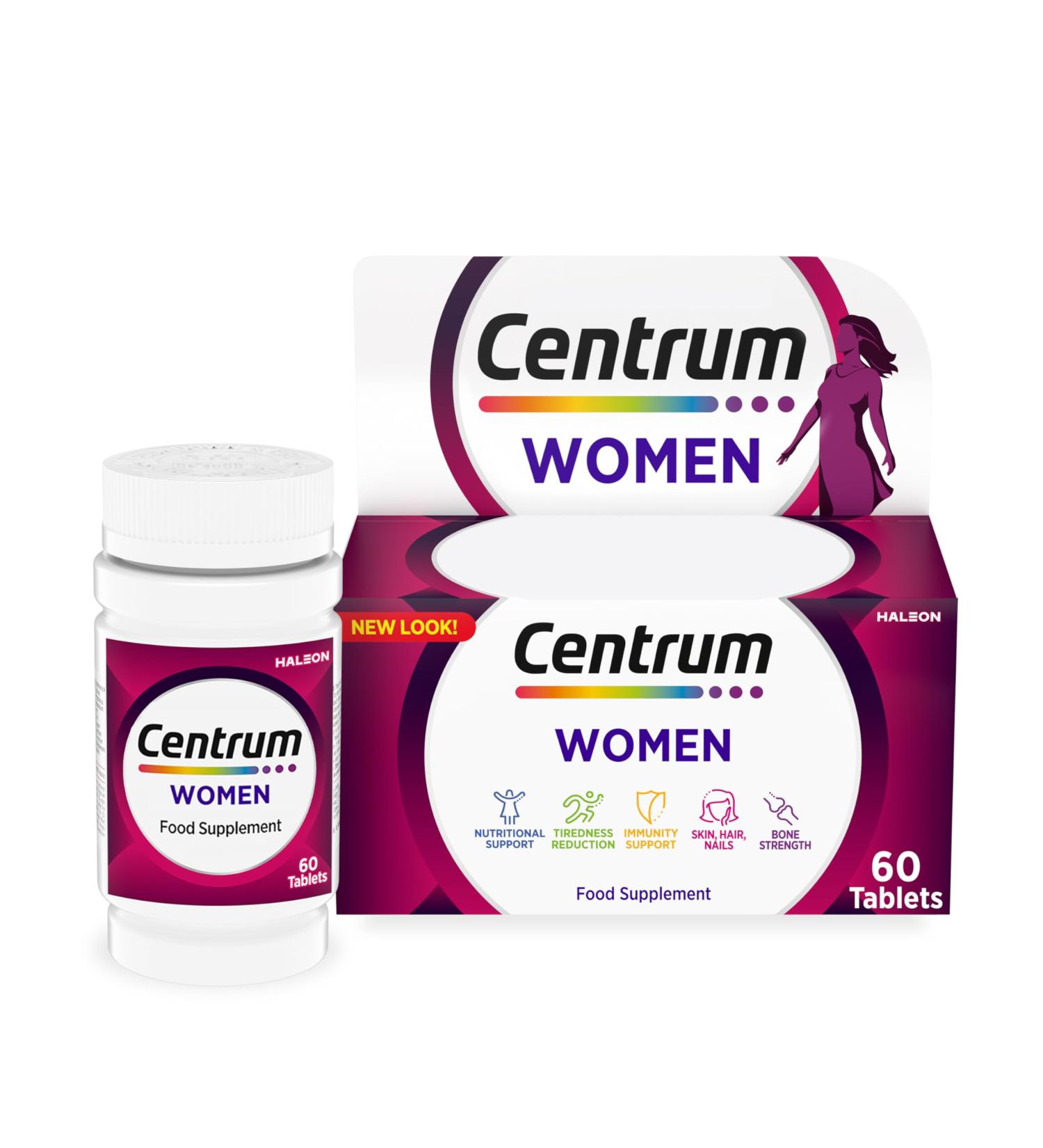 Centrum Women Multivitamin 60 Count Tablets - 24 Essential Nutrients with Vitamin D - Complete Multivitamin for Women - Packaging May Vary - Buy Online on GoSupps.com