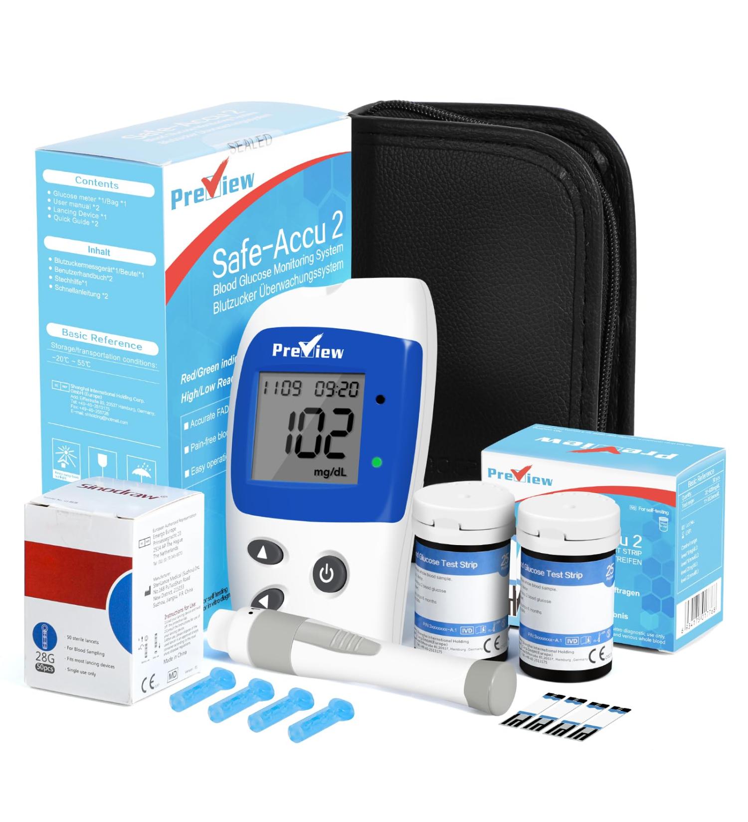 Buy Blood Sugar Measuring Device Set 50 Test Strips & Lanz Stechhilfe | Simple Home Diabetes Test | Fast International Shipping - Buy Online on GoSupps.com