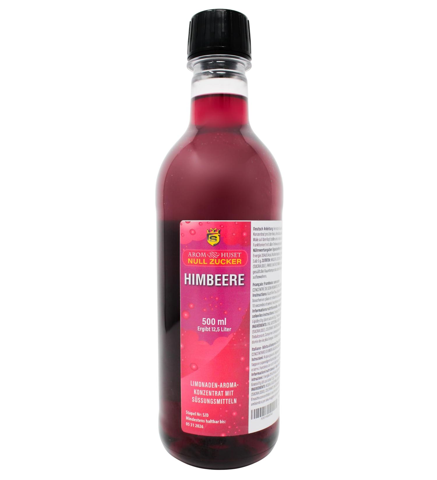 Zero Sugar Raspberry Soda Syrup Concentrate 500 ml - Make 12.5 Litres of Sugar-Free Soft Drink by Adding Flavouring to Carbonated Sparkling Fizzy Water Zero Raspberry - Buy Online on GoSupps.com