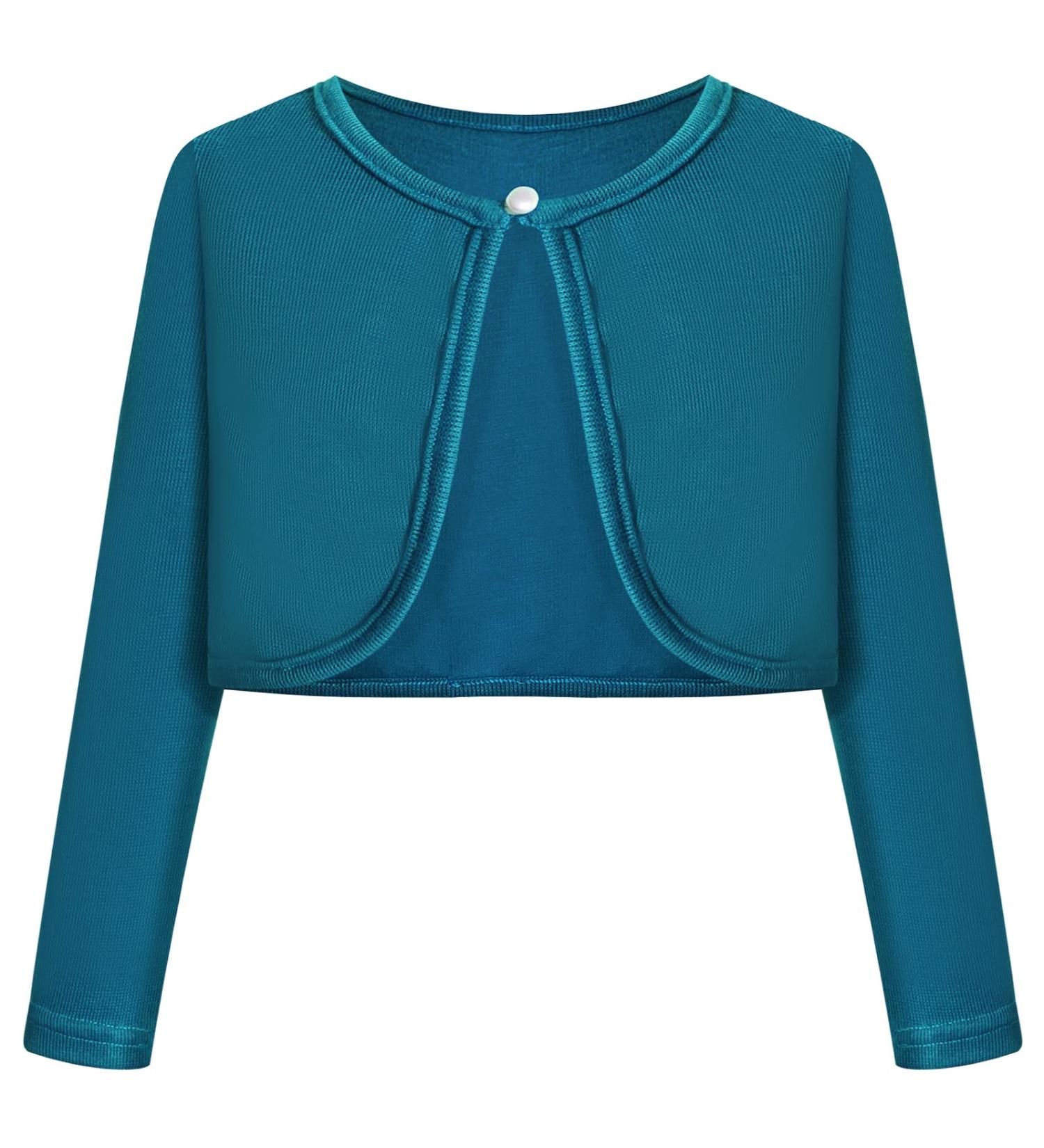 Bonny Billy Girls Knitted Cotton Bolero Shrug Cardigan - Dark Green (8-9 Years) - Buy Online on GoSupps.com