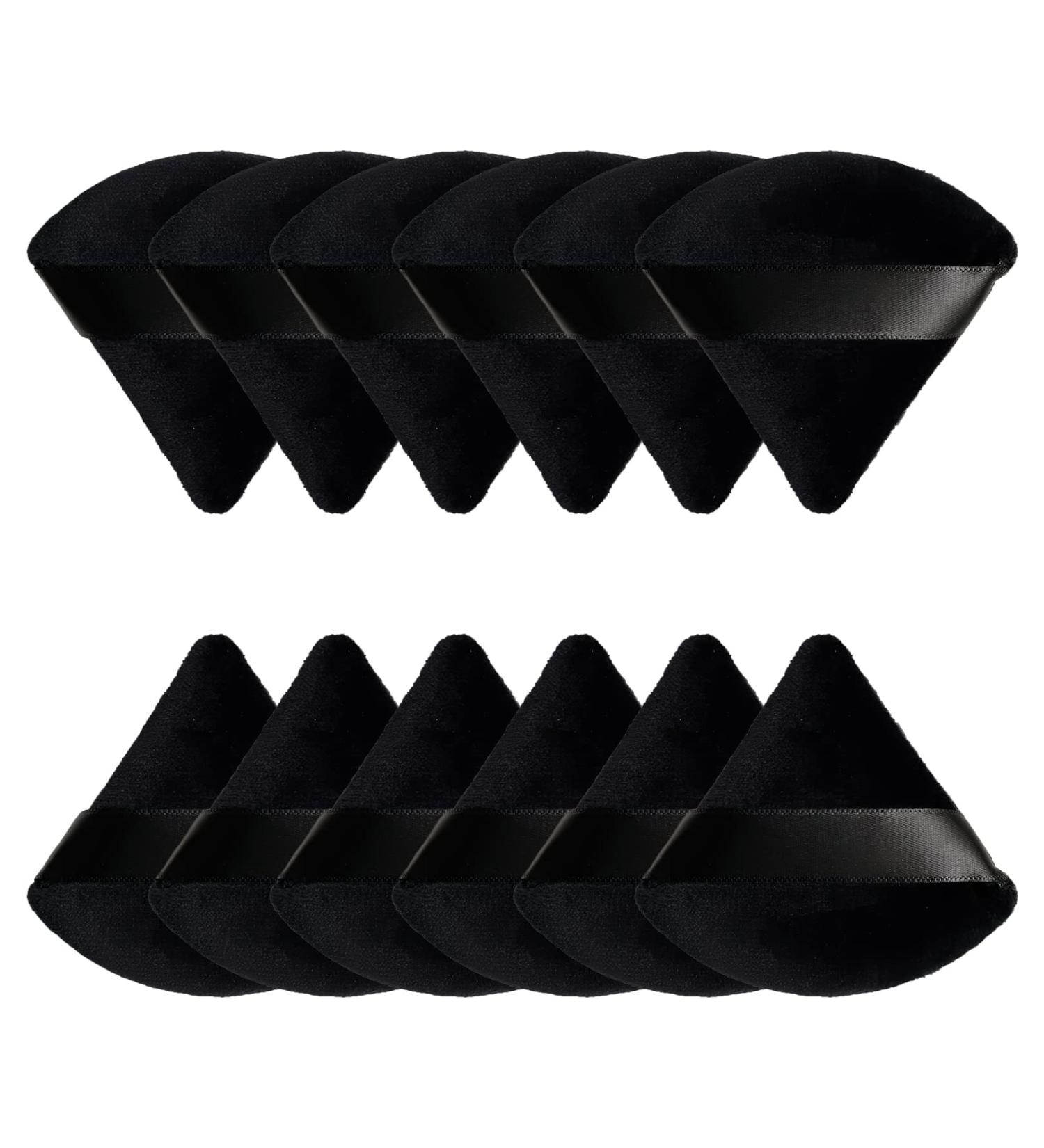 12 Pcs Powder Puff Makeup Triangle Powder Puff Soft Powder Puffs Sponge Reusable Makeup Triangle Sponges with Strap for Loose Powder Body Eyes Cosmetic Foundation Wet Dry Makeup Tool Black - Buy Online on GoSupps.com