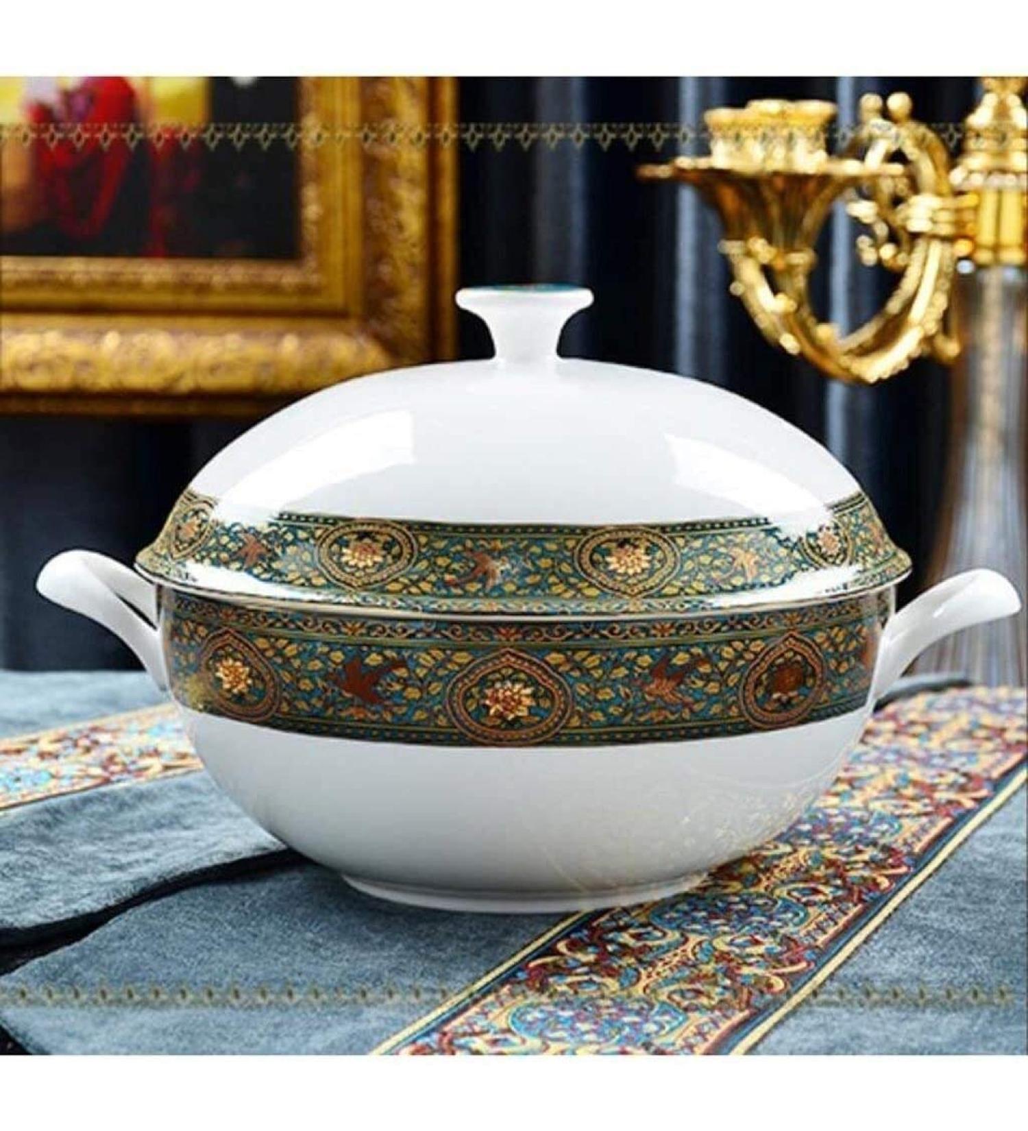 Accessories Kitchen Pantryware Multi Purpose/Salad Serveware serving bowls Mixing bowl12 inch Large Capacity Soup Bowl with Lid Mixing Bowl Serving Bowl Ethnic Hand Painted Fruit Salad Bowl/Pot Collec - Buy Online on GoSupps.com