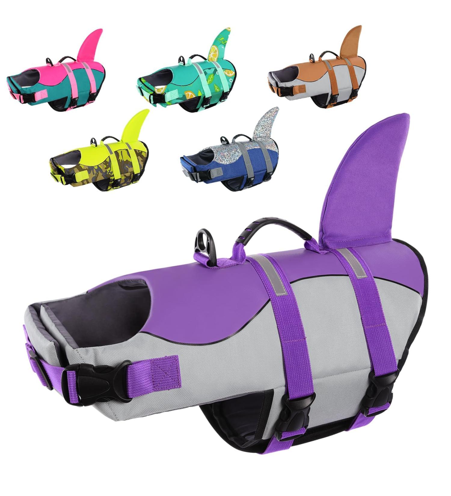Shop Cit toile Life Jacket for Dogs - Safe & Lightweight Swimming Vest with Handle | Reflective | Sizes XS-XL | Pink Green Purple - Buy Online on GoSupps.com