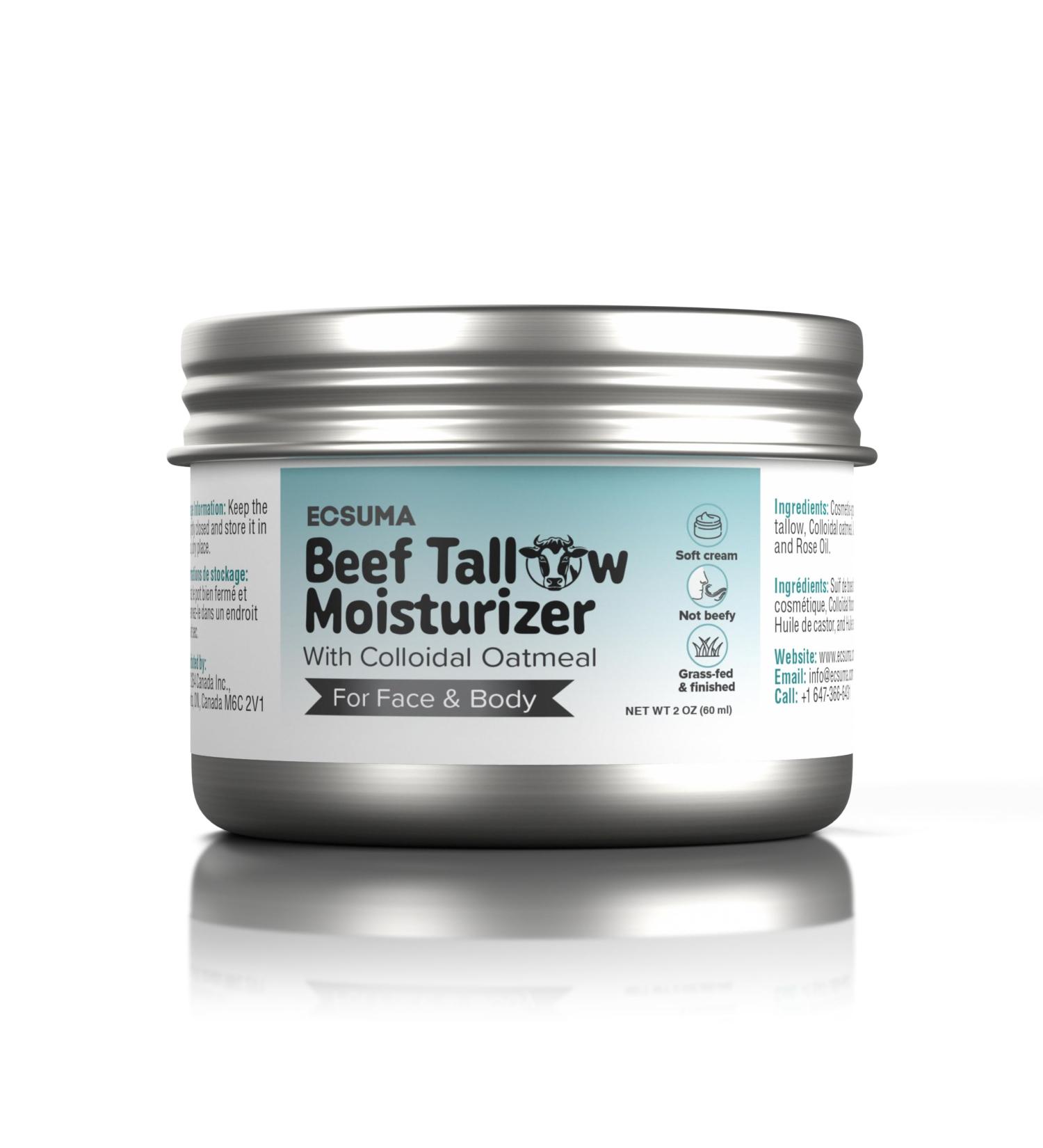 Beef Tallow Moisturizer for Face & Body - No Smell Soft Cream with Colloidal Oatmeal - Deep Moisture for Dry Skin - 2 Oz - Grass Fed & Finished - Buy Online on GoSupps.com