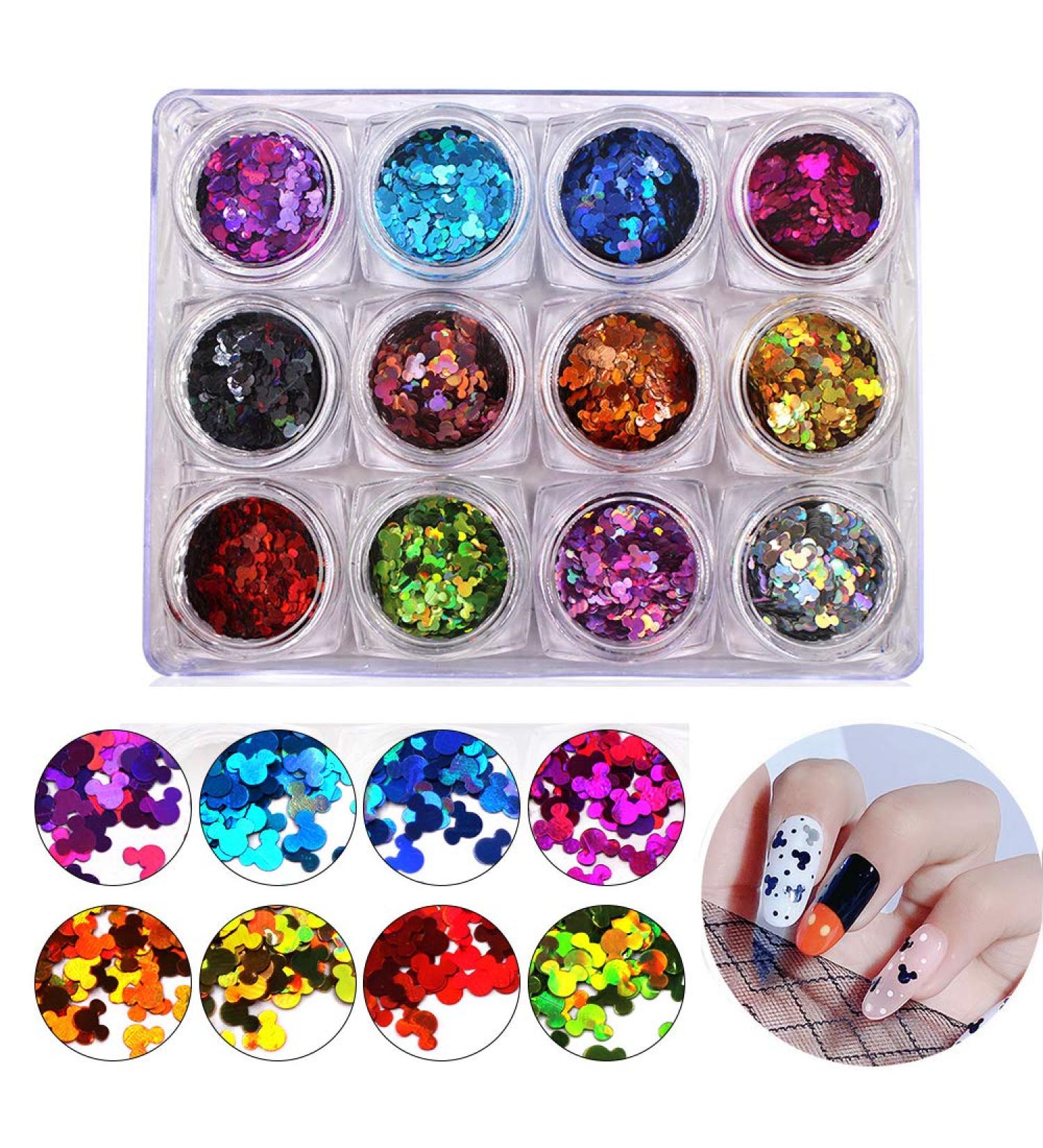 Bonnie-Sam Laser Nail Art Glitter Sequins - 12 Boxes of Butterfly, Star, Moon, Heart, and Flower Designs for Nail, Face, Eyes, and Body Decor - Holiday Collection - Buy Online on GoSupps.com