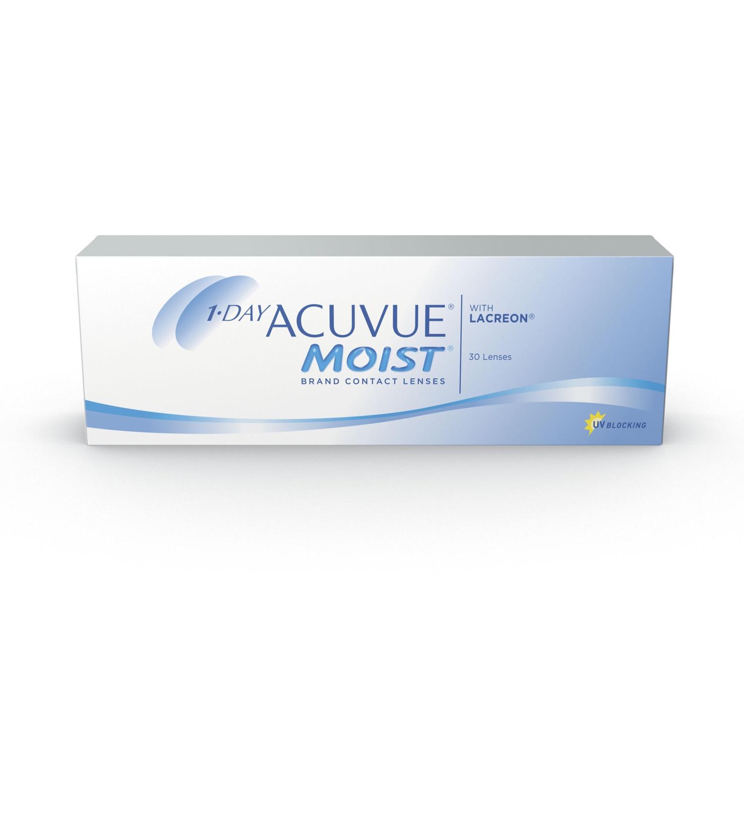 ACUVUE MOIST 1-Day Lenses for Sensitive Eyes - Daily Contact Lenses with UV Protection 2.0 DPT BC 8.5 Comfortable Wear - 30 Lenses - Buy Online on GoSupps.com