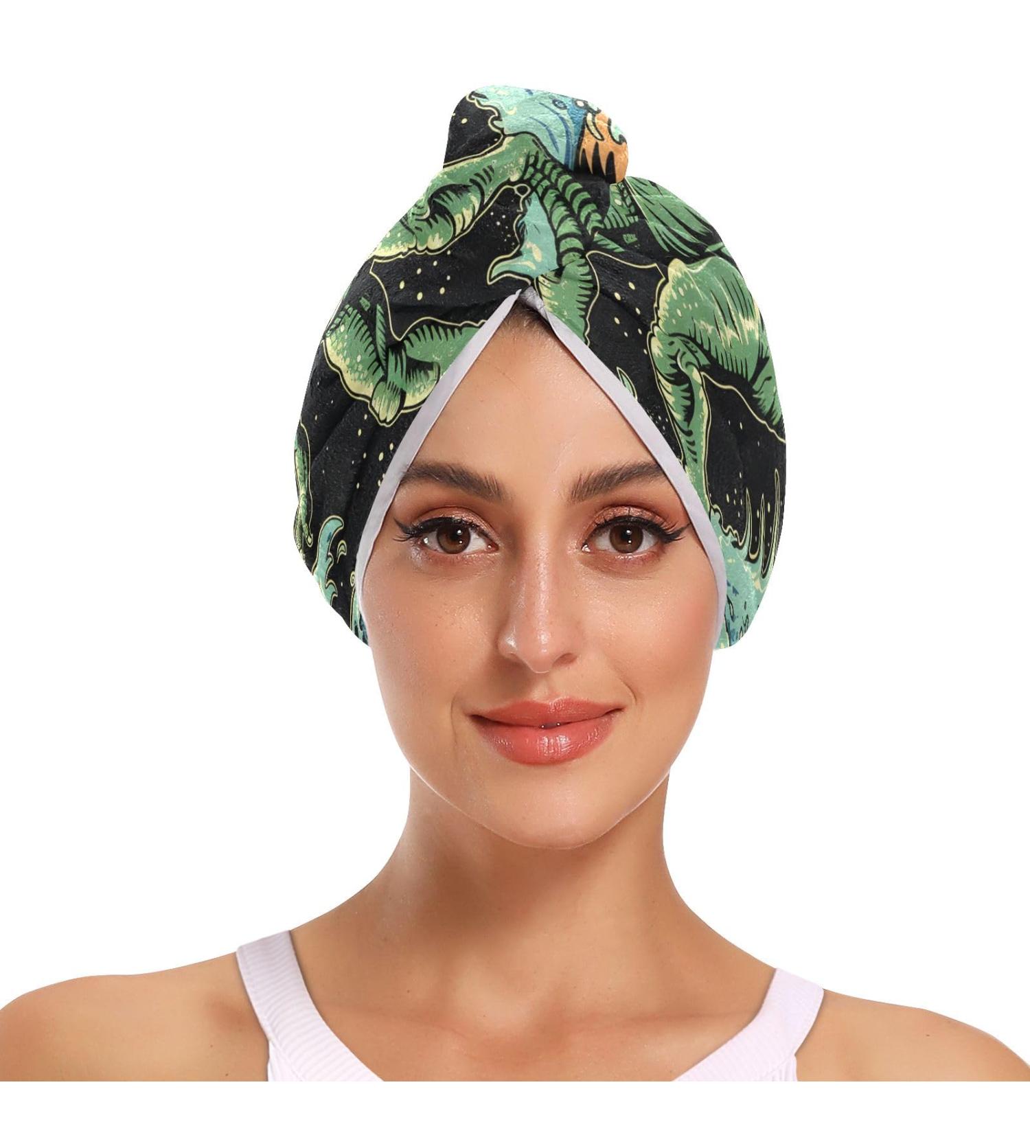 Funny Cool Dude in Space Hair Towel 2 Pack - Super Absorbent Quick Dry Hair Turbans for Women & Girls - Buy Online on GoSupps.com