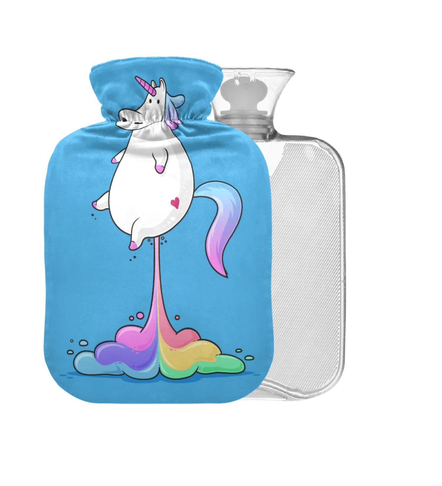 Unicorn Hot Water Bottle with Cover - 1L BPA Free Pain Relief & Compress | Ideal for Kids & Adults - Buy Online on GoSupps.com