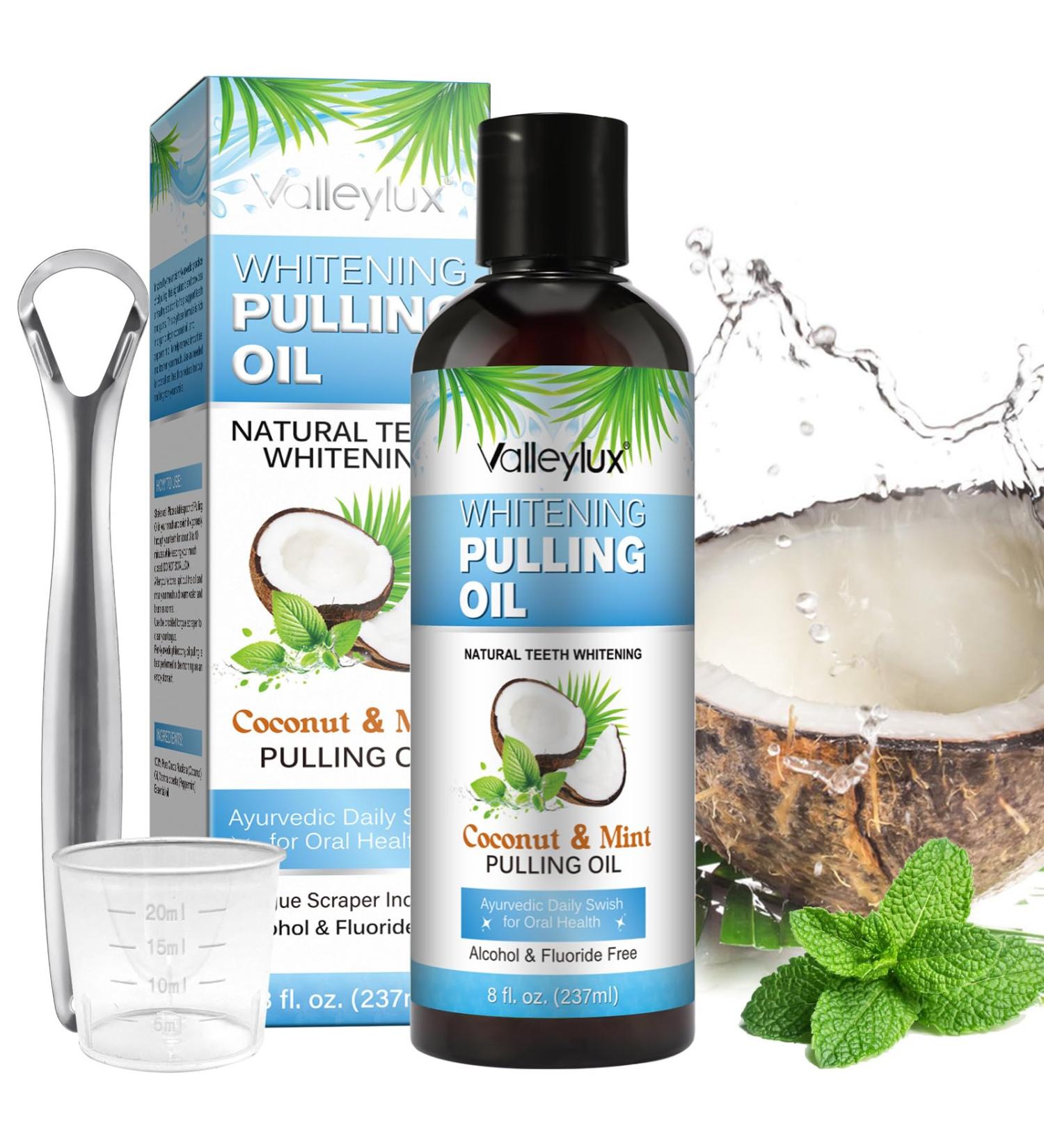 Coconut Oil Pulling Mouthwash 237ml | Whitening Mint Oil for Fresh Breath Teeth Whitening Gum Health & Oral Hygiene Natural Blue Formula - Buy Online on GoSupps.com