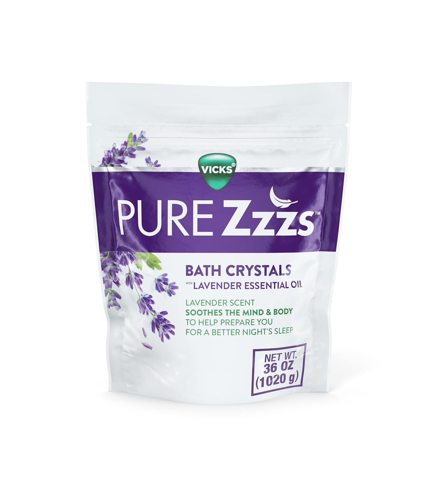 ZzzQuil PURE Zzzs Bath Crystals Bath Bomb Non-Medicated Bath Salts with Lavender Essential Oil 36oz (OLD)