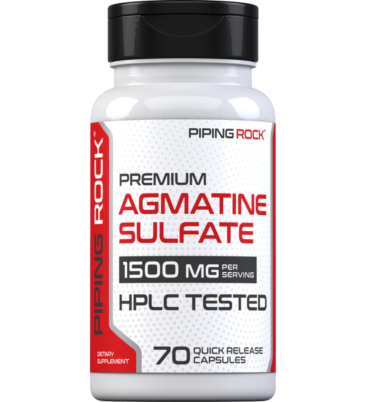 Piping Rock Agmatine Sulfate Capsules | 1500mg | 70 Pills | Premium Grade Supplement | Non-GMO Gluten Free - Buy Online on GoSupps.com