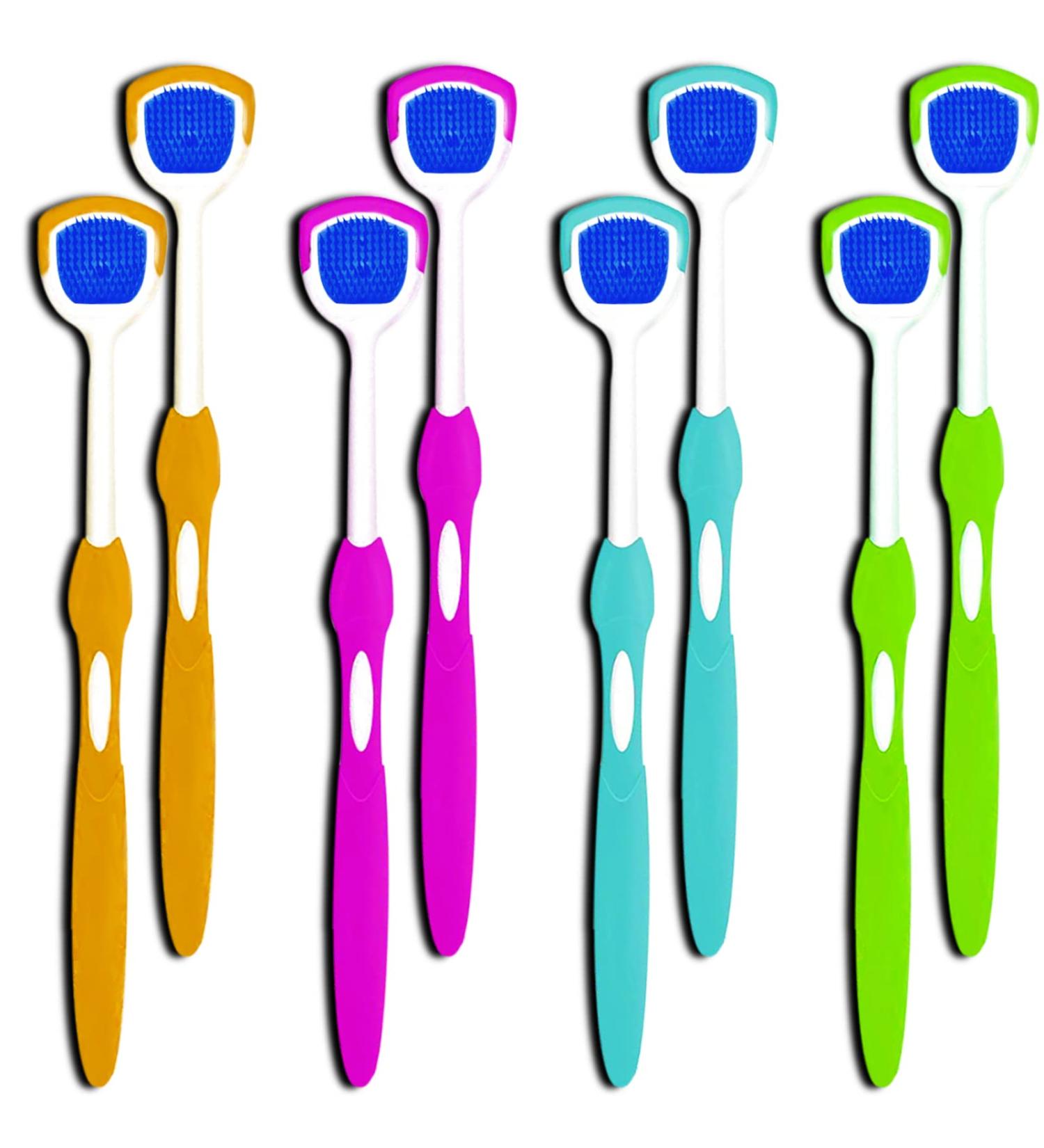 IGOOLEE 8 Pack Colorful Tongue Scraper Cleaner for Adults and Kids - 100% BPA Free Fresher Tongue Scraper Brushes for Bad Breath Reduction and Oral Health - Pack of 8 - Buy Online on GoSupps.com