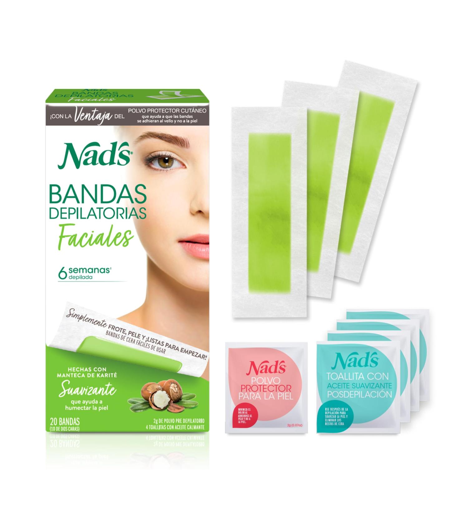  Nad's Nad's 20-Pack Hypoallergenic Facial Wax Strips for Women with 20 Wax Strips + 4 Soothing Oil Wipes - Buy Online on GoSupps.com