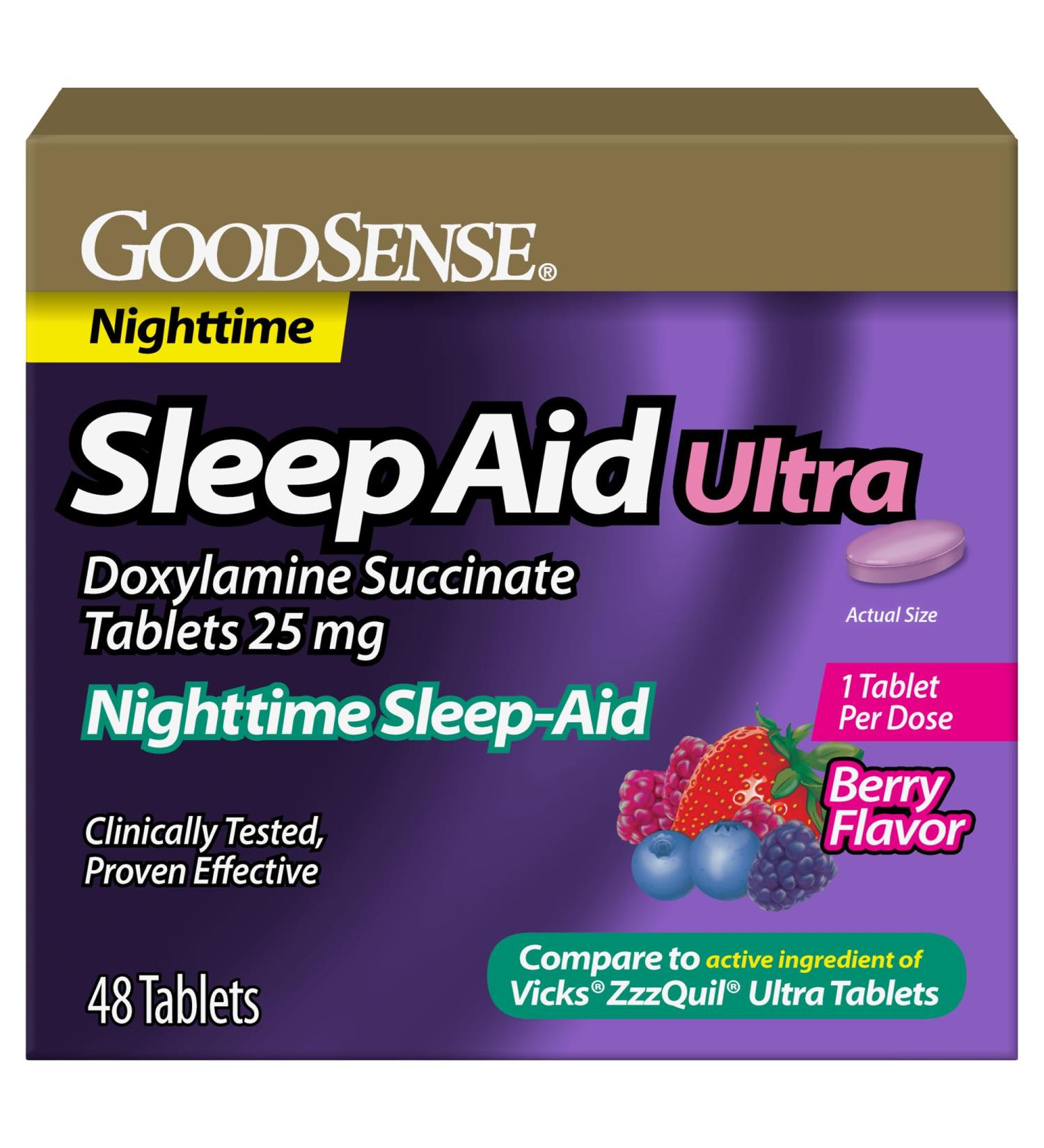 GoodSense Doxylamine Succinate Tablets 25 mg Berry Flavored Night-time Sleep Aid 48 Count - Buy Online on GoSupps.com