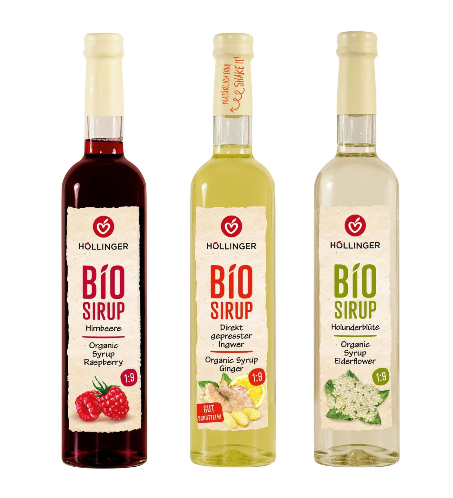 H llinger Sirop B O Biologique Pack de 3 Saveurs Framboise Gingembre Fleur de Sureau 1:9 - Buy Online on GoSupps.com