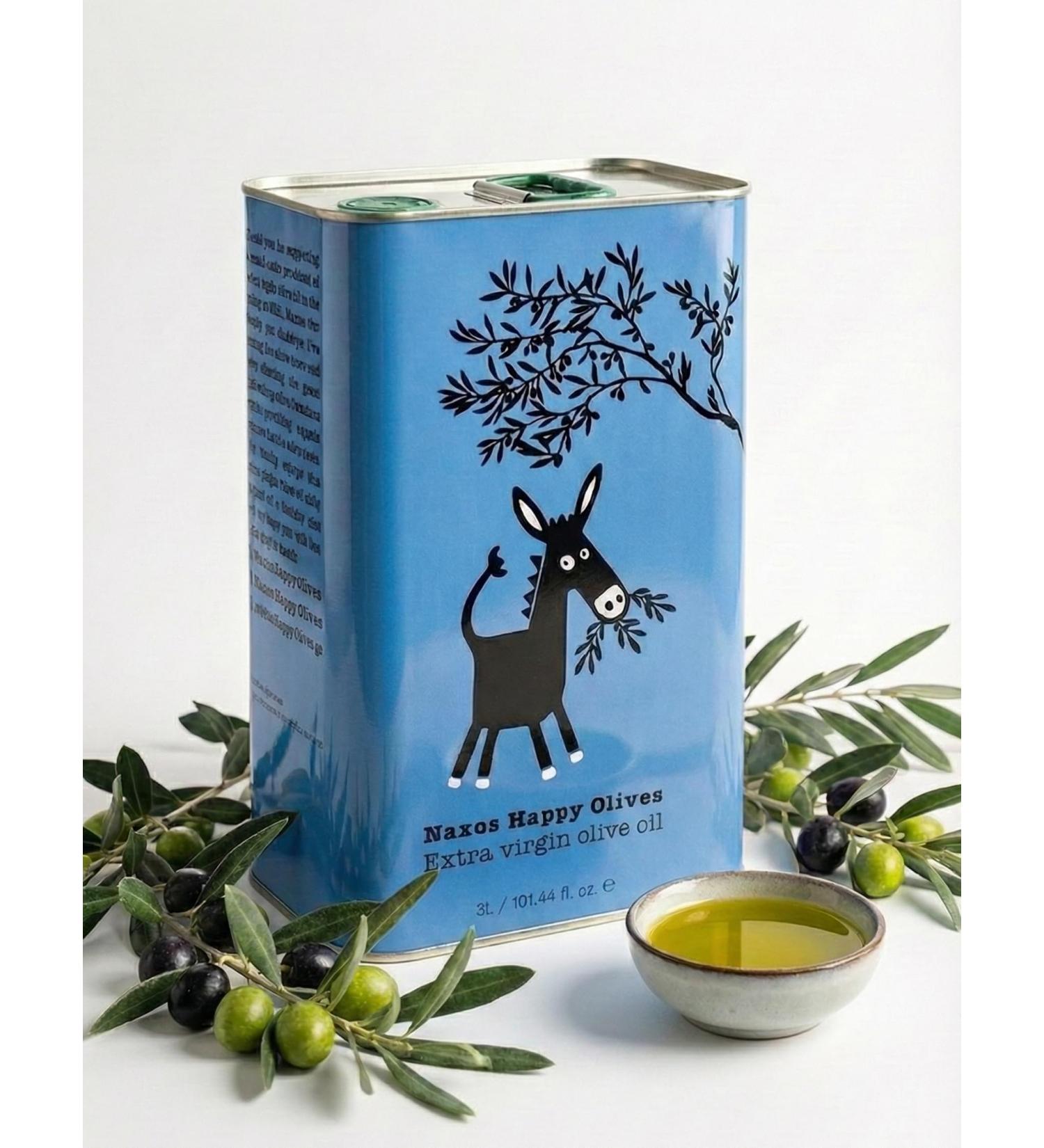 Naxos Happy Olives - Huile d'Olive Extra Vierge grecque - Bidon de 3L - Premium Olive Oil Riche en Polyph nols Olives R colt es la Main Naxos (Cyclades) (3 L Extra Vierge) Extra Vierge 3 L - Buy Online on GoSupps.com