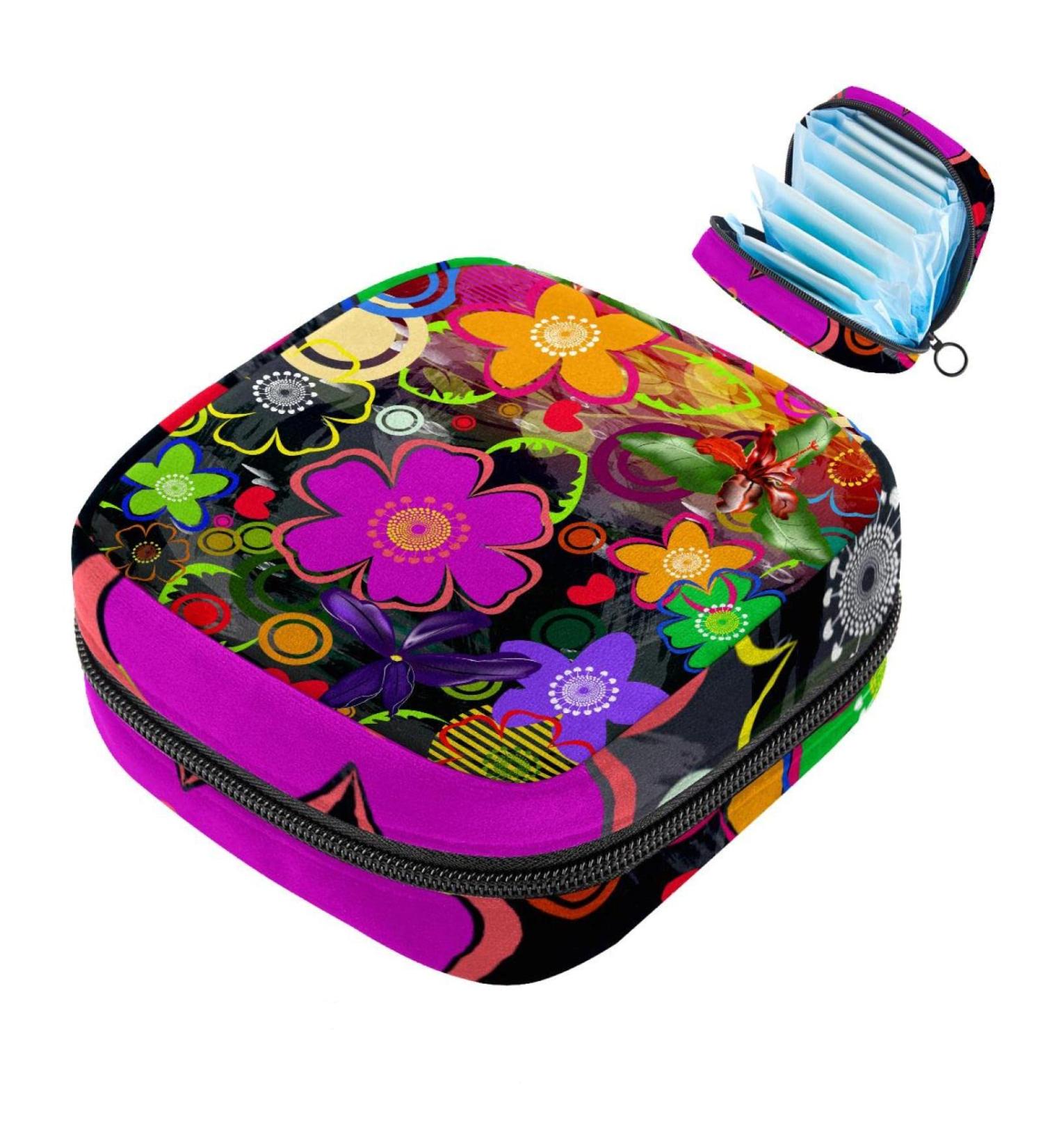 Buy Abstract Floral Decorative Storage Bag for Menstrual Pads & Cups Perfect for Teens | International Shipping Available - Buy Online on GoSupps.com