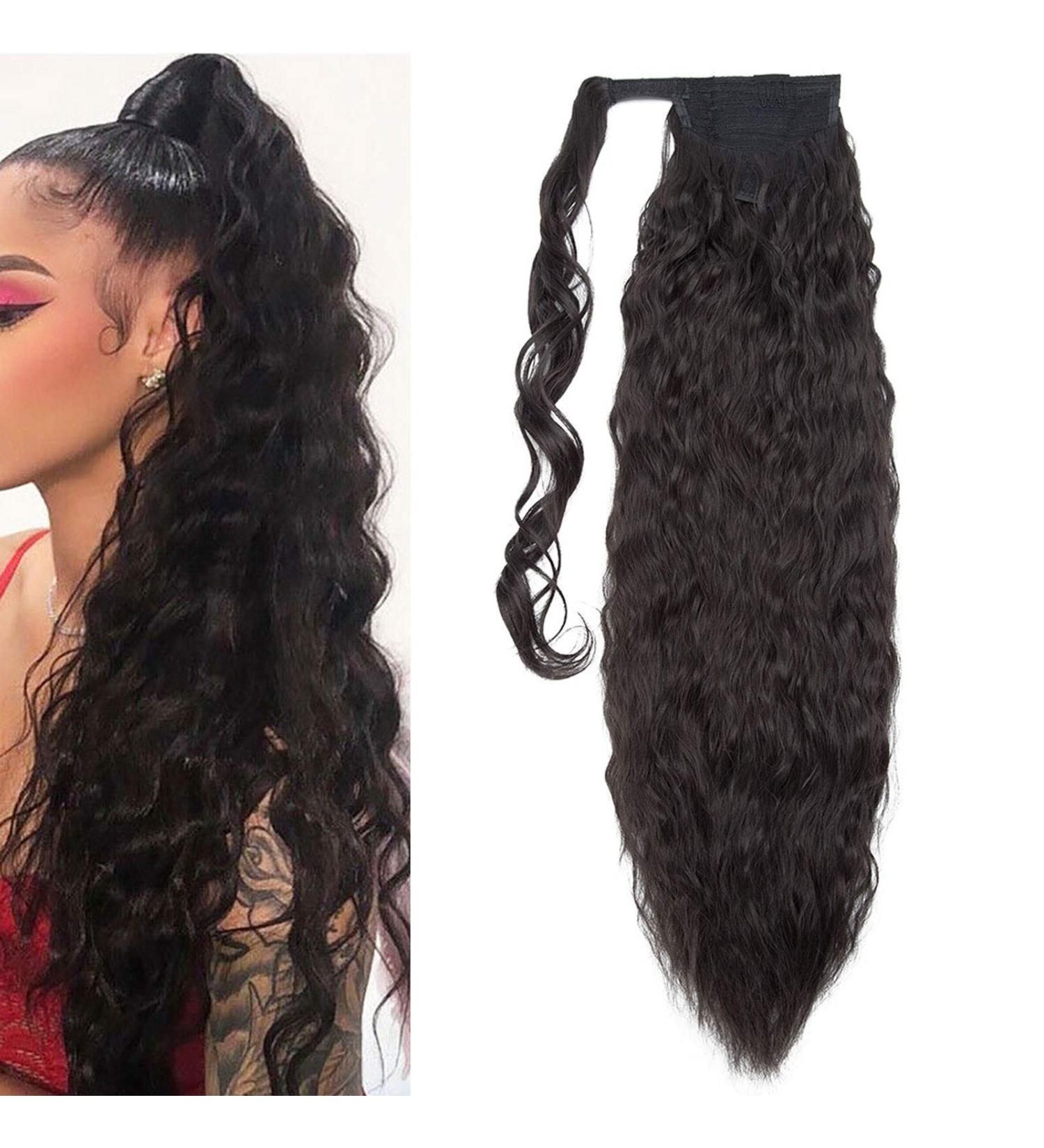 Long Curly Wrap Around Ponytail Hair Extension 26 Inches - Natural Black - Buy Online on GoSupps.com