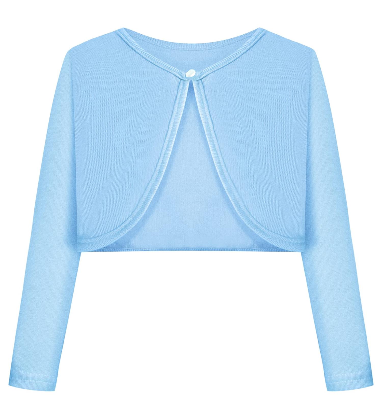 Bonny Billy Girls Long Sleeve Knitted Cotton Bolero Shrug - Light Blue (4-5 Years) - Buy Online on GoSupps.com