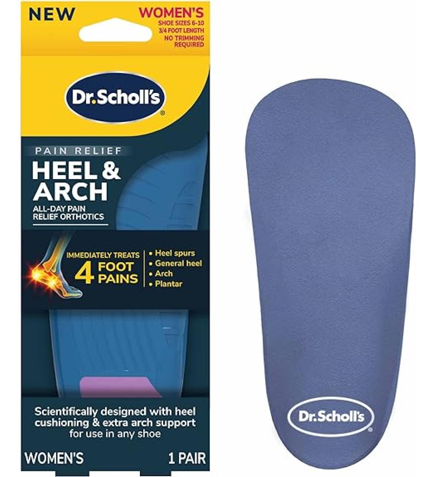 Dr. Scholl's Heel & Arch Pain Relief Orthotic Insoles - Women Size 6-10 - 1 Pair - Buy Online on GoSupps.com