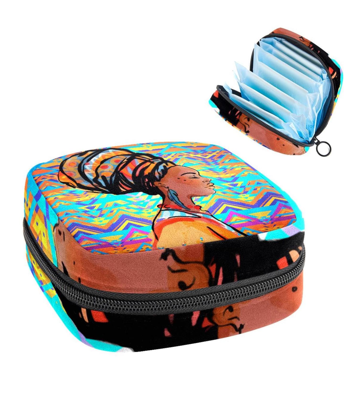 GIAPB African Tribal Woman Art Period Bag | Sanitary Napkin Storage Pouch for Travel and Makeup - Buy Online on GoSupps.com