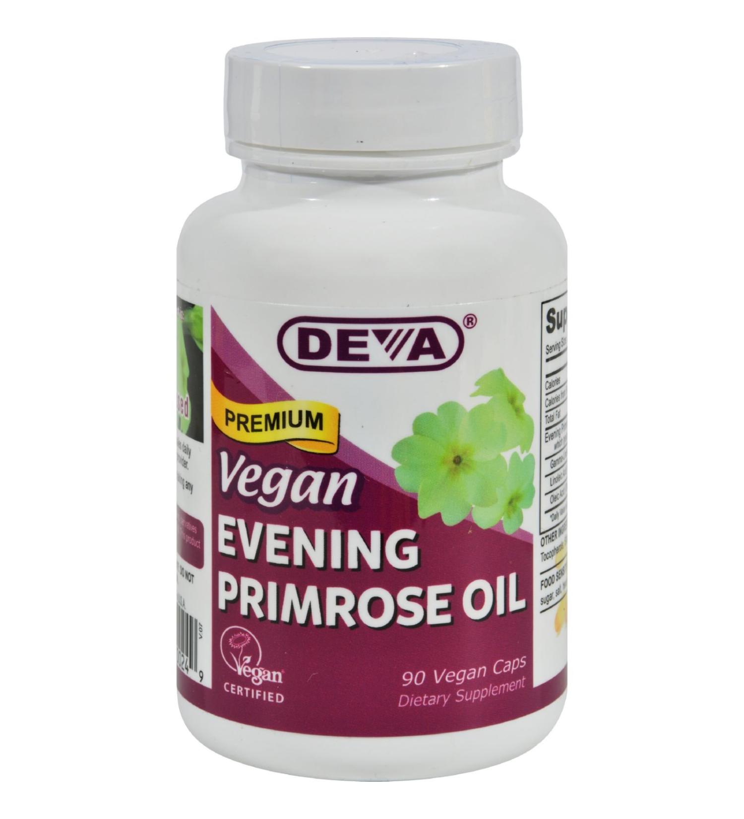 Deva Vegan Evening Primrose Oil - Unrefined - Cold Pressed - Gluten Free - 90 Vegan Capsules (Pack of 2)