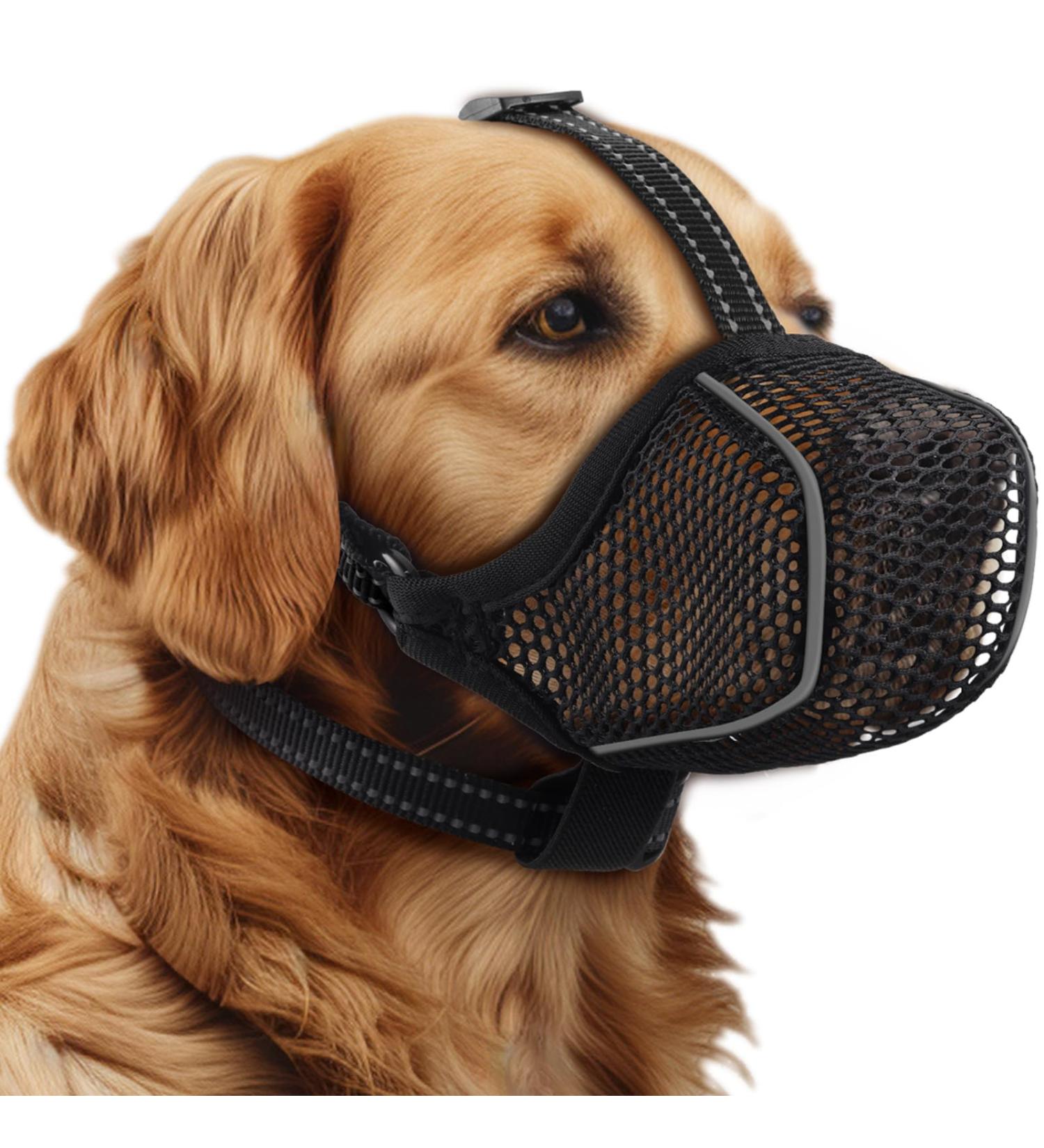 Bonthee Dog Muzzle - Soft Breathable Mesh for Small & Medium Dogs | Adjustable Reflective Puppy Muzzlers for Grooming & Safety - Buy Online on GoSupps.com