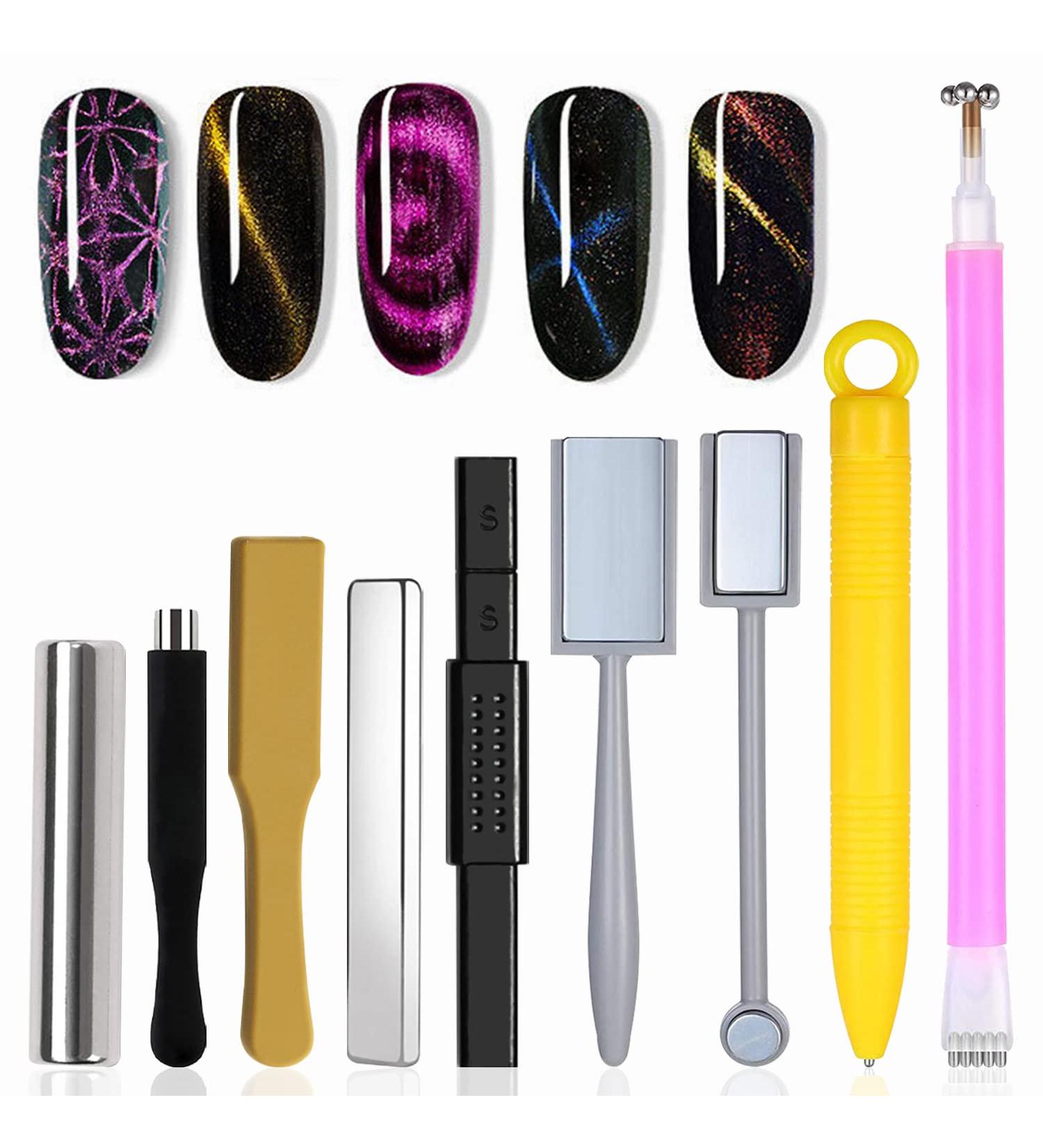 WOKOTO 9Pcs Cat Eye Magnet Kit for Women Nails - Gradient Designs UV Gel Nail Polish Magnetic Stick Wands - Nail Art Tools Set - Buy Online on GoSupps.com
