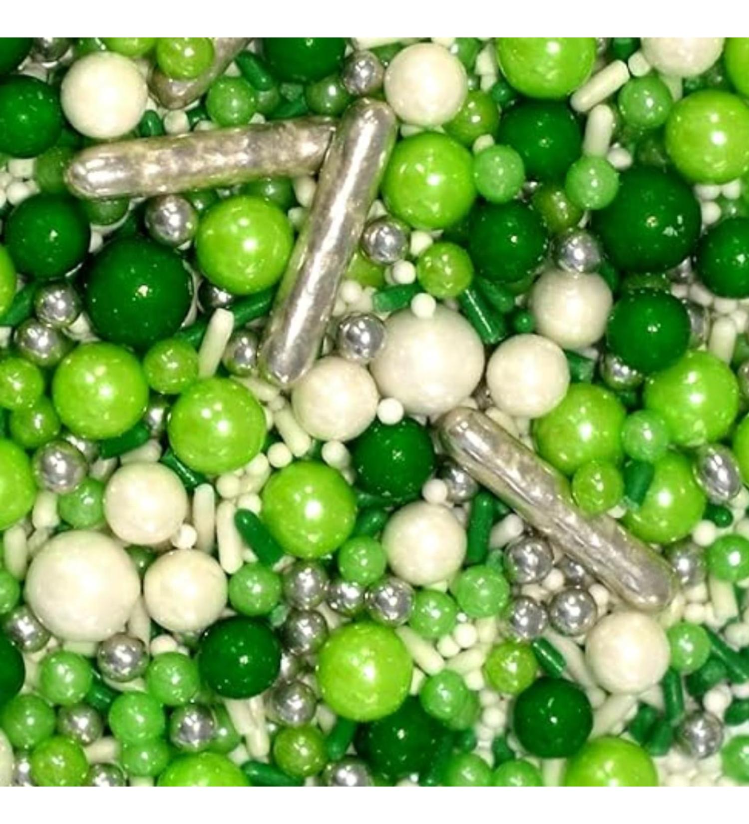 Buy Edible Green Pearl Silvery Sticks for Cake Decoration - Perfect for Birthdays Halloween Thanksgiving & Christmas Parties | 100g - Multi-Purpose Sugar Scatter - Buy Online on GoSupps.com