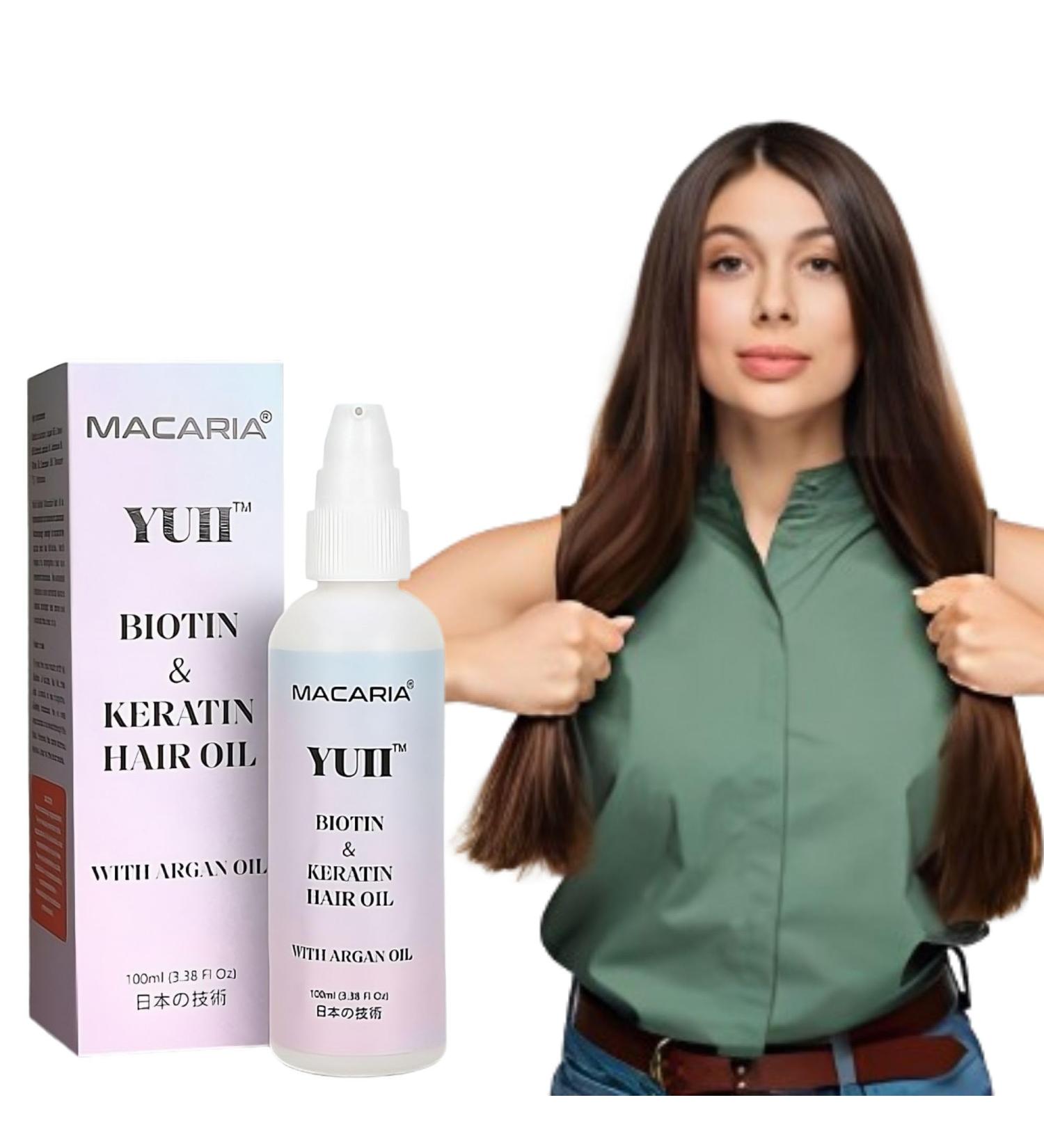 Macaria Herbal Pvt ltd YUII Biotin hair Oil With Argan Oil For Dull Frizzy & Dry Hair Biotin Hair Oil Growth - Buy Online on GoSupps.com