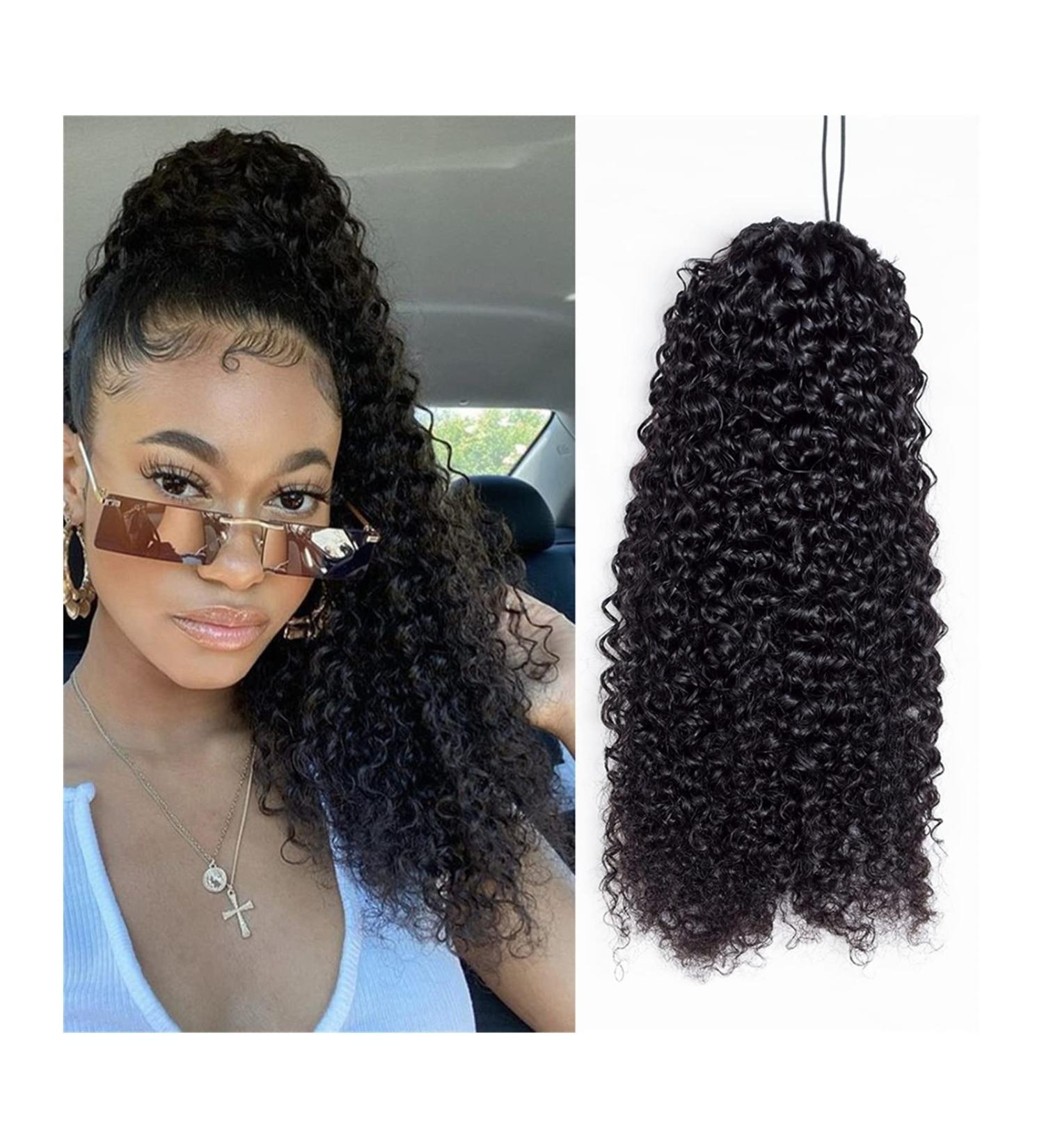 Hair Chignon Brazilian Hair Ponytail Curl with Drawstring Hair Comb Ponytail Extensions Curly Ponytail Hair Clip for Black Women Messy Bun Hair Piece (Color : Black Size : 24inch 100g) - Buy Online on GoSupps.com