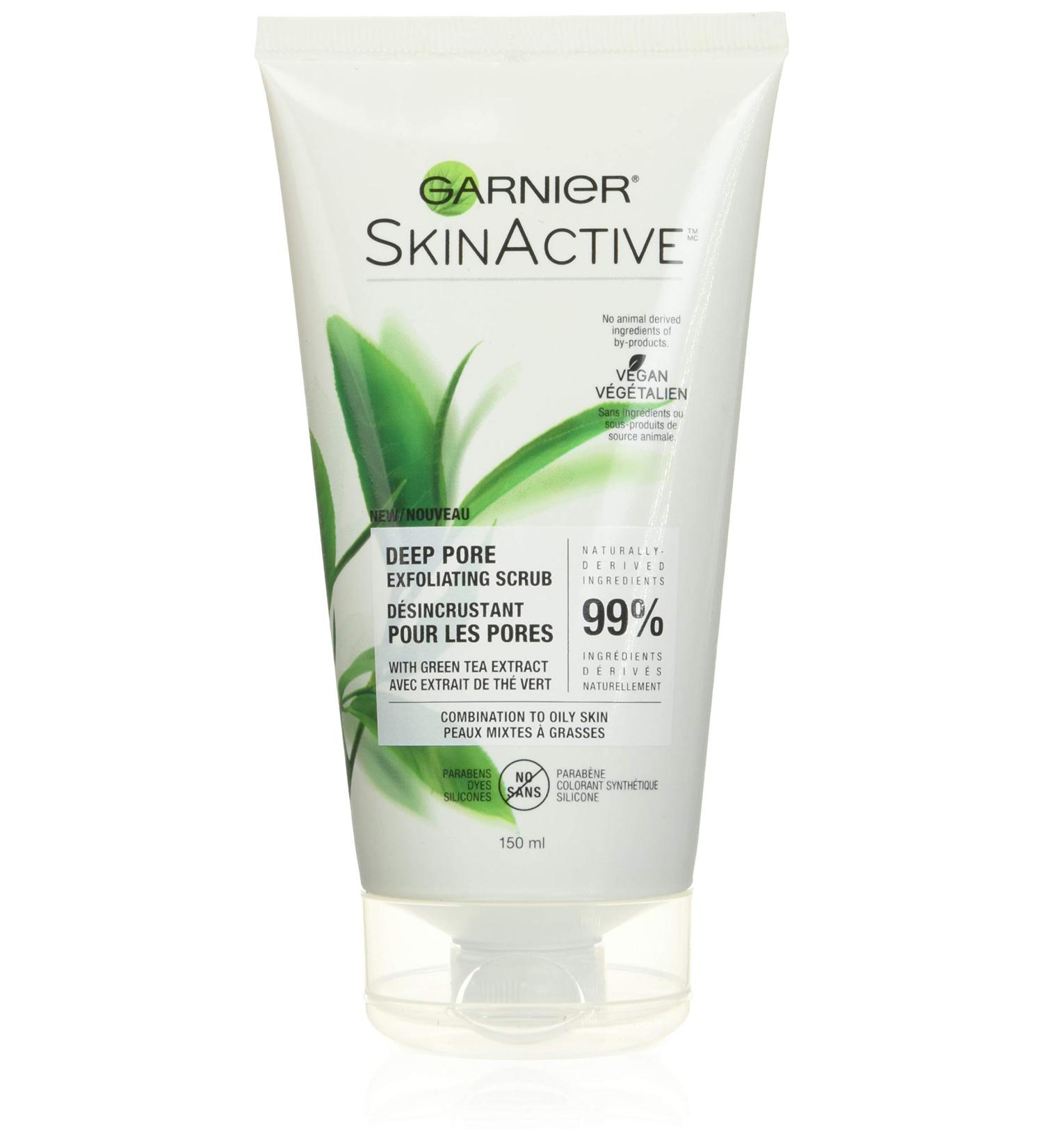 Garnier SkinActive Deep Pore Exfoliating Scrub with Green Tea - 5 fl oz | Clear & Refresh Skin - Buy Online on GoSupps.com