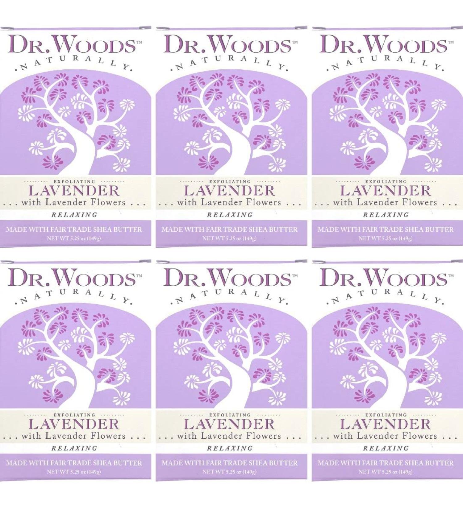 Dr. Woods Exfoliating Lavender Bar Soap 5.25 oz (Pack of 6) with Organic Shea Butter - Buy Online on GoSupps.com