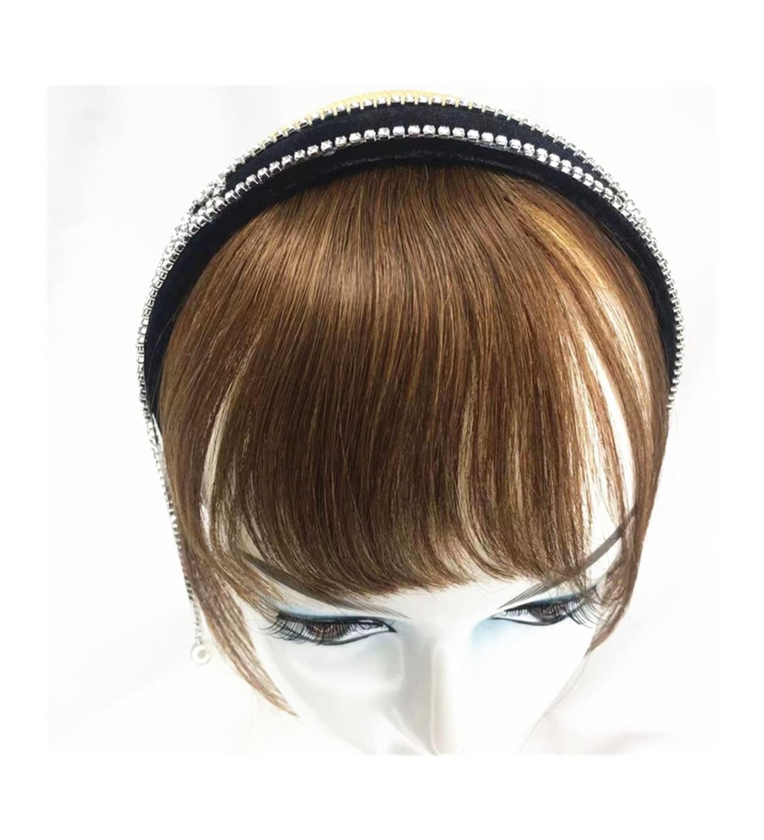 Bangs Bangs Hair Human Hair Bangs Neat Fringe Hair Extensions with Headband for Girl Women Blunt Bangs In Hair Extensions Hairpieces Non-remy Brazilian Hair for Women Curved Bangs for Daily Wear (C Light Brown - Buy Online on GoSupps.com