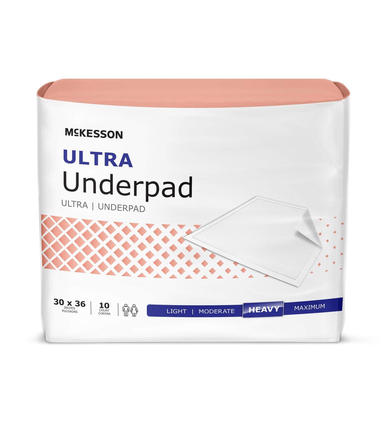 McKesson Ultra Underpads, Incontinence, Heavy Absorbency, 30 in x 36 in, 60 Count 30x36 Inch (Pack of 60)
