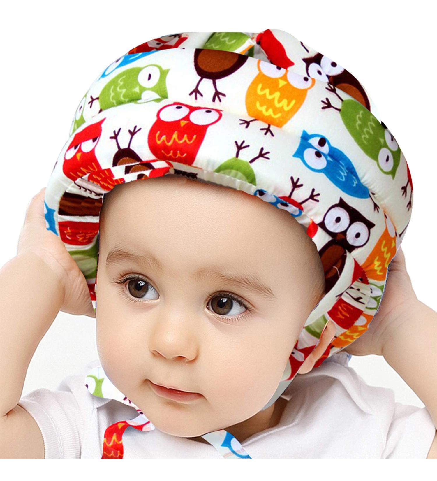 IULONEE Baby Infant Toddler Safety Helmet - Adjustable Protective Headguard for Running, Walking, Crawling - Beige Owl Design - Buy Online on GoSupps.com