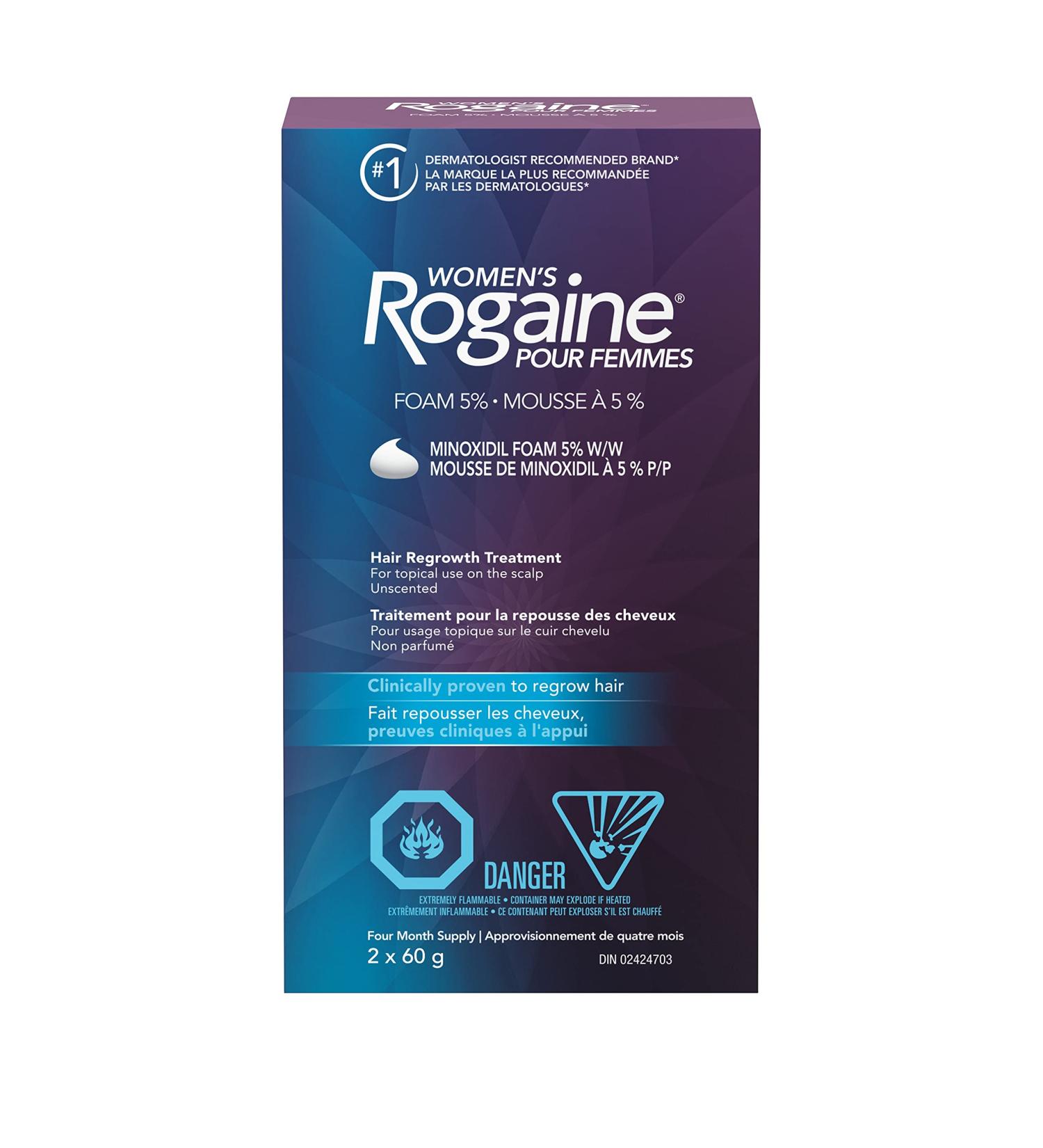 Rogaine Women's Rogaine 5% Minoxidil Foam - Once-a-day Hair Loss & Thinning Treatment 4 Month Supply white 2 Month - Buy Online on GoSupps.com