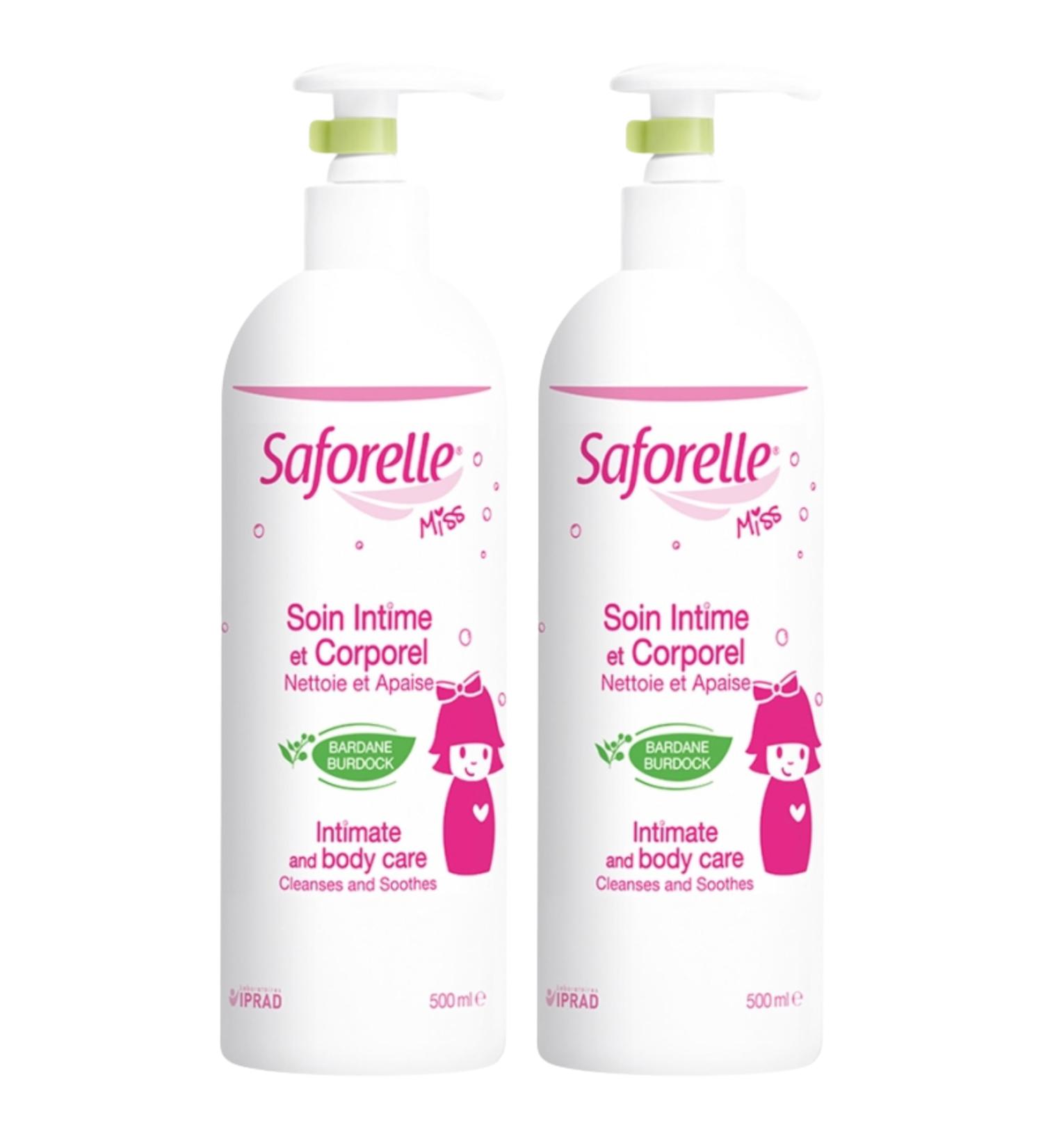 PARAVOSTRA SAFORELLE | Miss Intimate and Body Care | Intimate hygiene for little girls | Anti-dryness | Soothes and softens skin | Anti-irritation | Cleanses | Made in France | 2 x 500ml